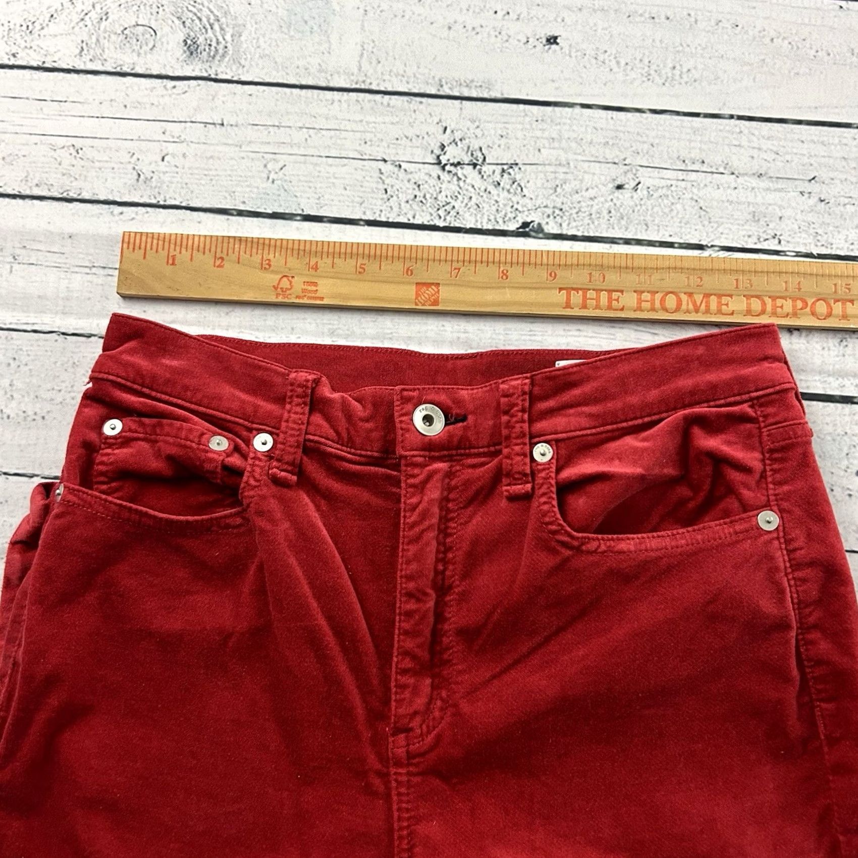 Rag & Bone rag & bone Pants Womens 26 Red Skinny Velour Women Size 26" / US 2 / IT 38 - 3 Thumbnail