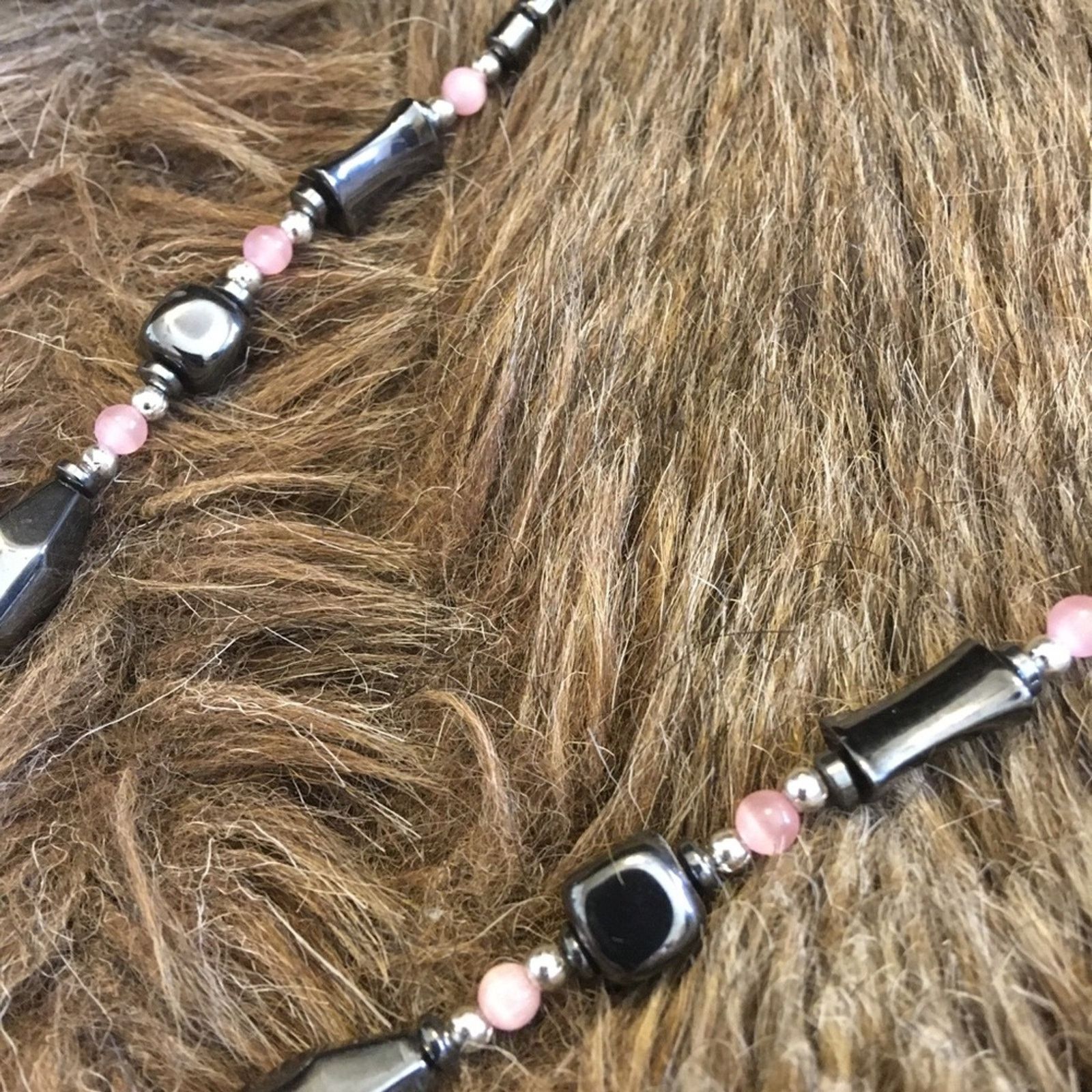 Vintage Vintage 80s hematite & rose quartz stone necklace Size ONE SIZE - 7 Thumbnail