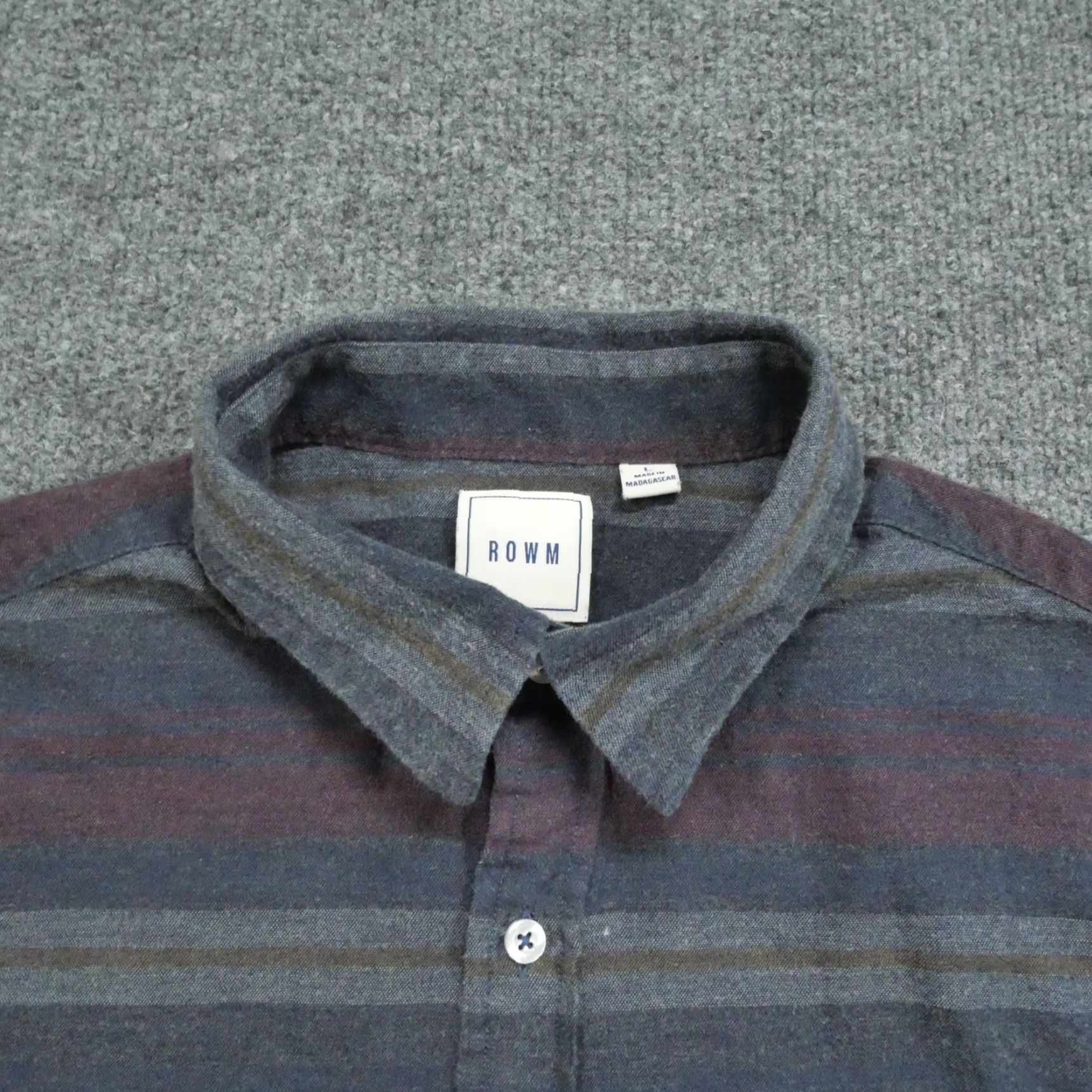 Vintage Rowm Shirt Button-Up Mens Large Grey Purple Striped Cotton Size US L / EU 52-54 / 3 - 5 Thumbnail