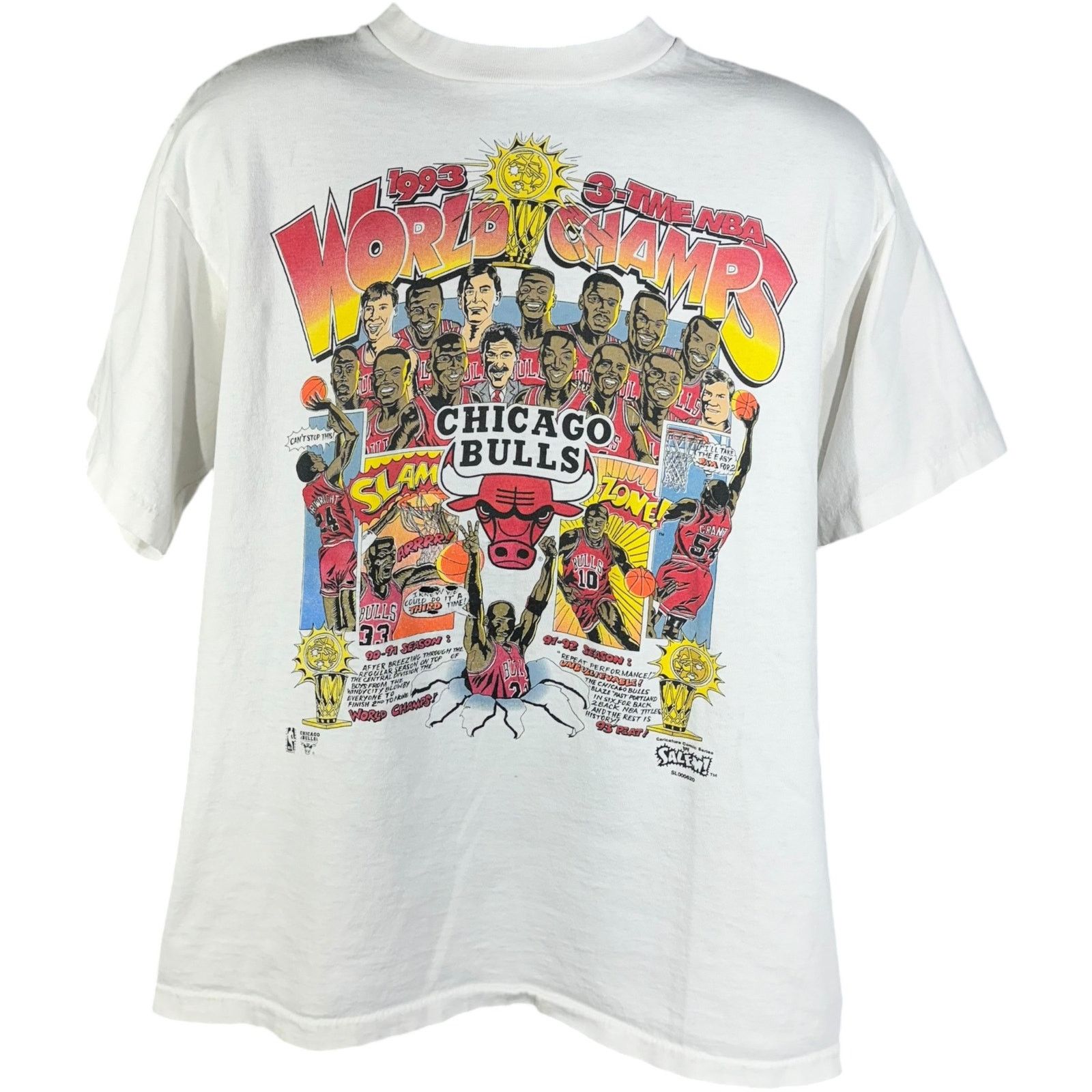 Vintage Vintage Chicago Bulls 3 Time World Champs NBA Tee 1993 Size US L / EU 52-54 / 3 - 1 Thumbnail