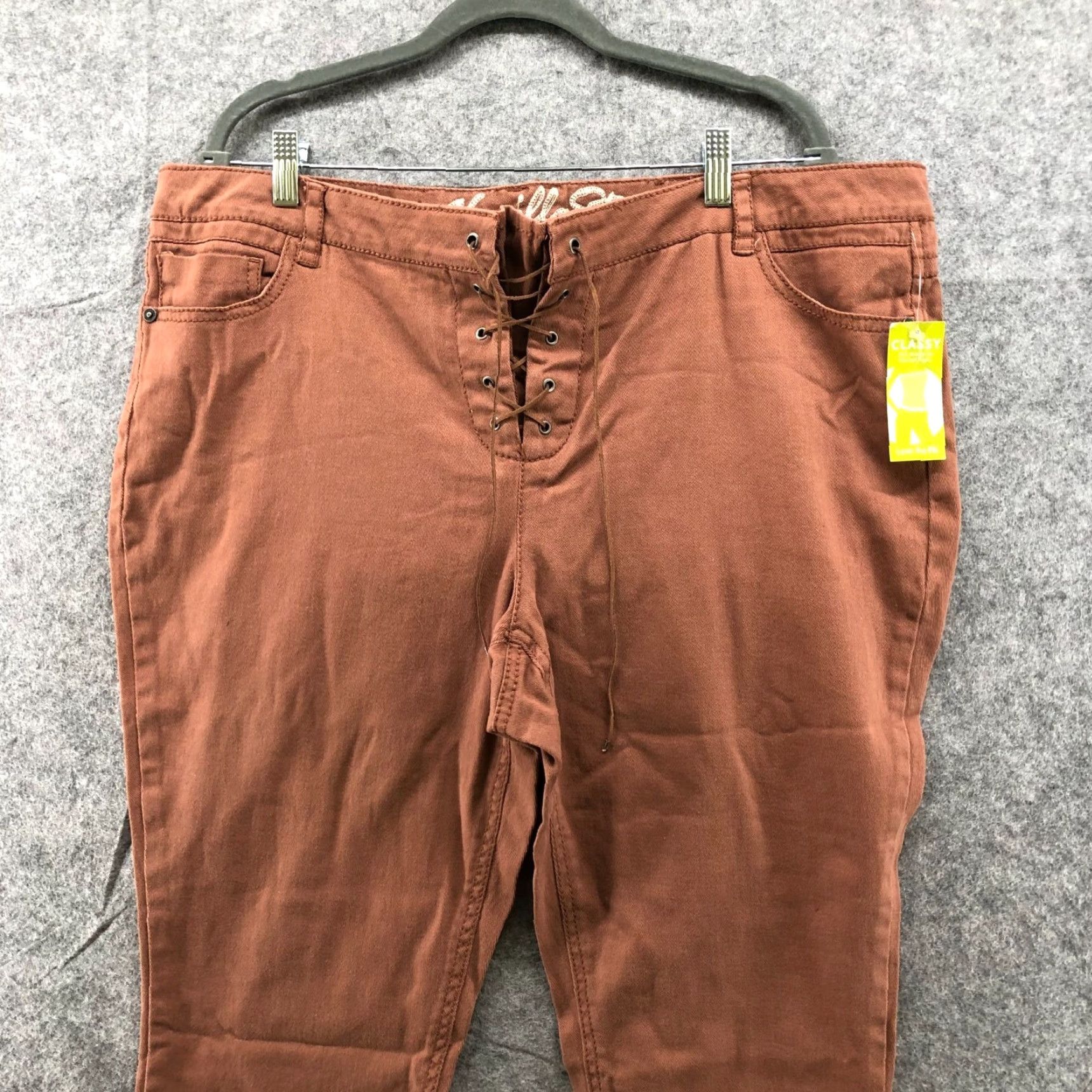 Vintage VINTAGE Vanilla Star Plus Size 20 Brown Crop Skinny Chino Pants Lace Up Bohemian Womens Size 42" / US 20 - 3 Thumbnail