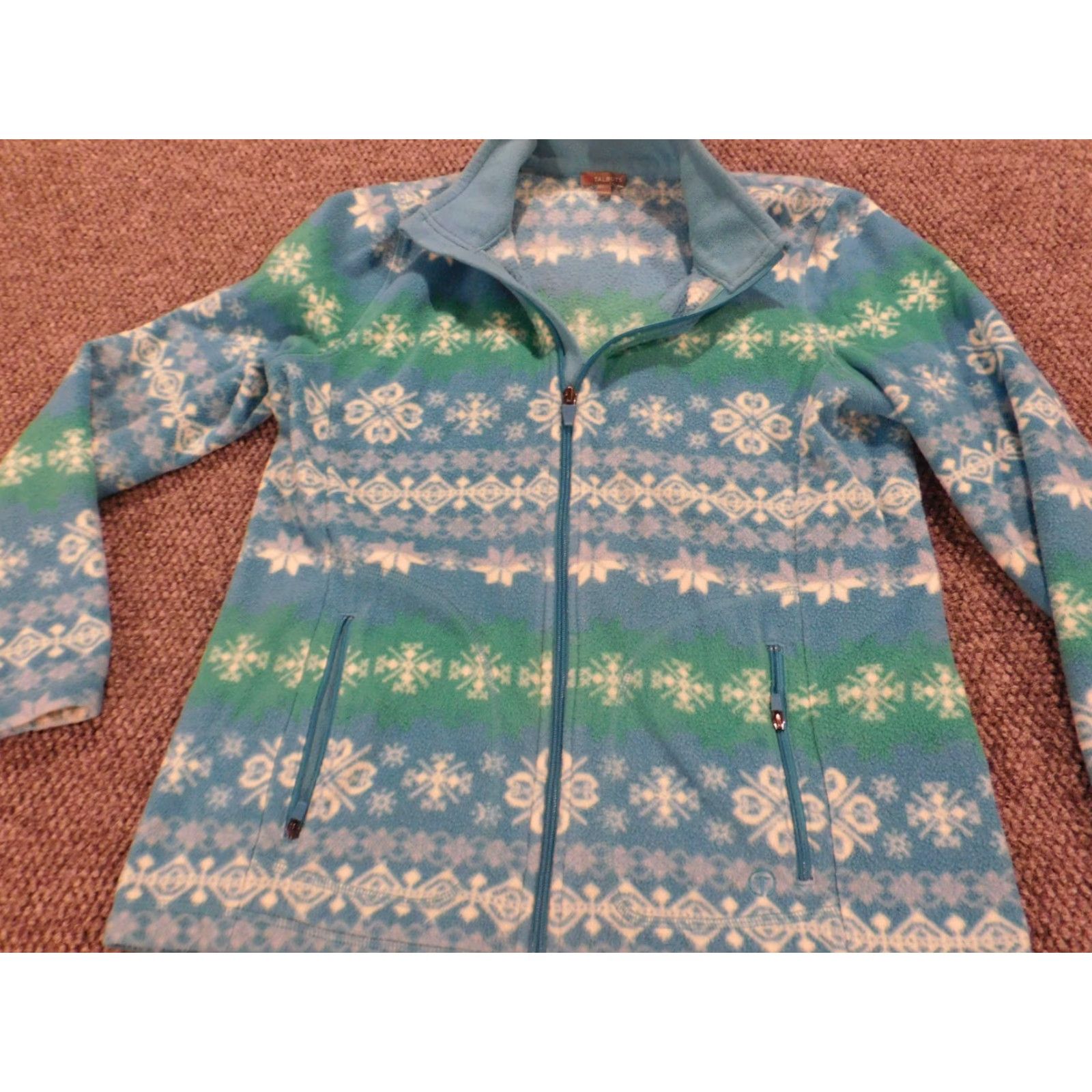 Talbots Talbots Jacket M Blue Fleece Striped Full Zip Women Regular Fit Holiday Spring Fall Vintage No Size M / US 6-8 / IT 42-44 - 4 Thumbnail