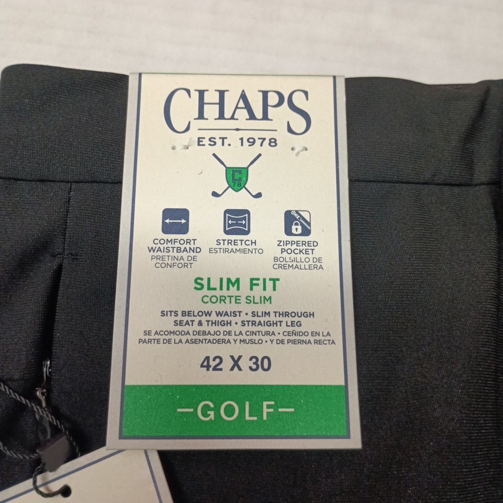 Chaps Chaps Golf Slim Fit Pants Mens 42x30 Black Stretch Waistband Size US 42 / EU 58 - 2 Thumbnail