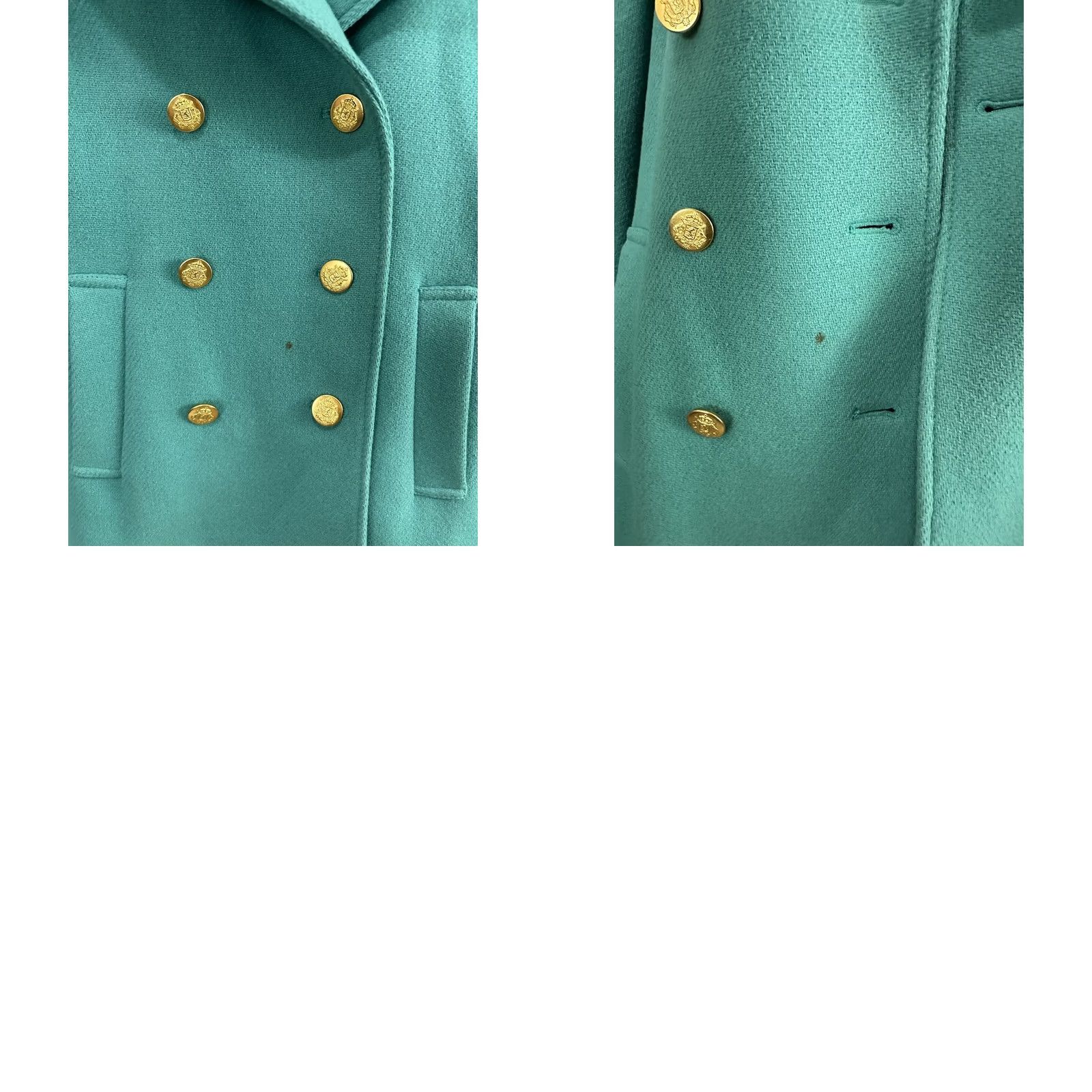 J.Crew J. Crew Stadium Cloth Teal Nello Gori Wool Pea Coat Gold Buttons Size 0 Women's Coat Teal Pea Coat 0 Womens Size XS / US 0-2 / IT 36-38 - 8 Thumbnail