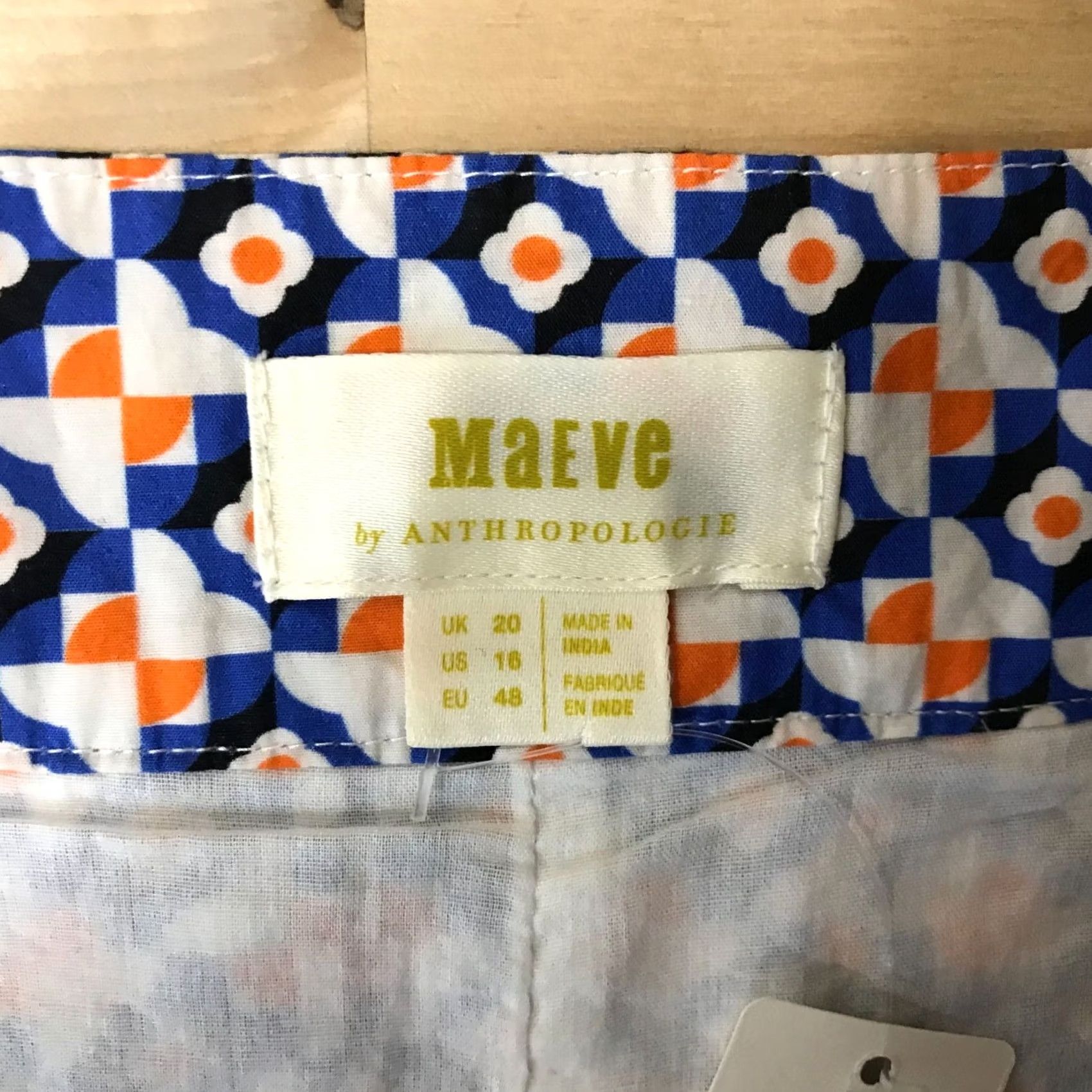 Anthropologie MAEVE ANTHROPOLOGIE WOMEN'S 16 MULTICOLOR LINED PLEATED 100% COTTON SKIRT Size 38" / US 16 / IT 52 - 7 Thumbnail