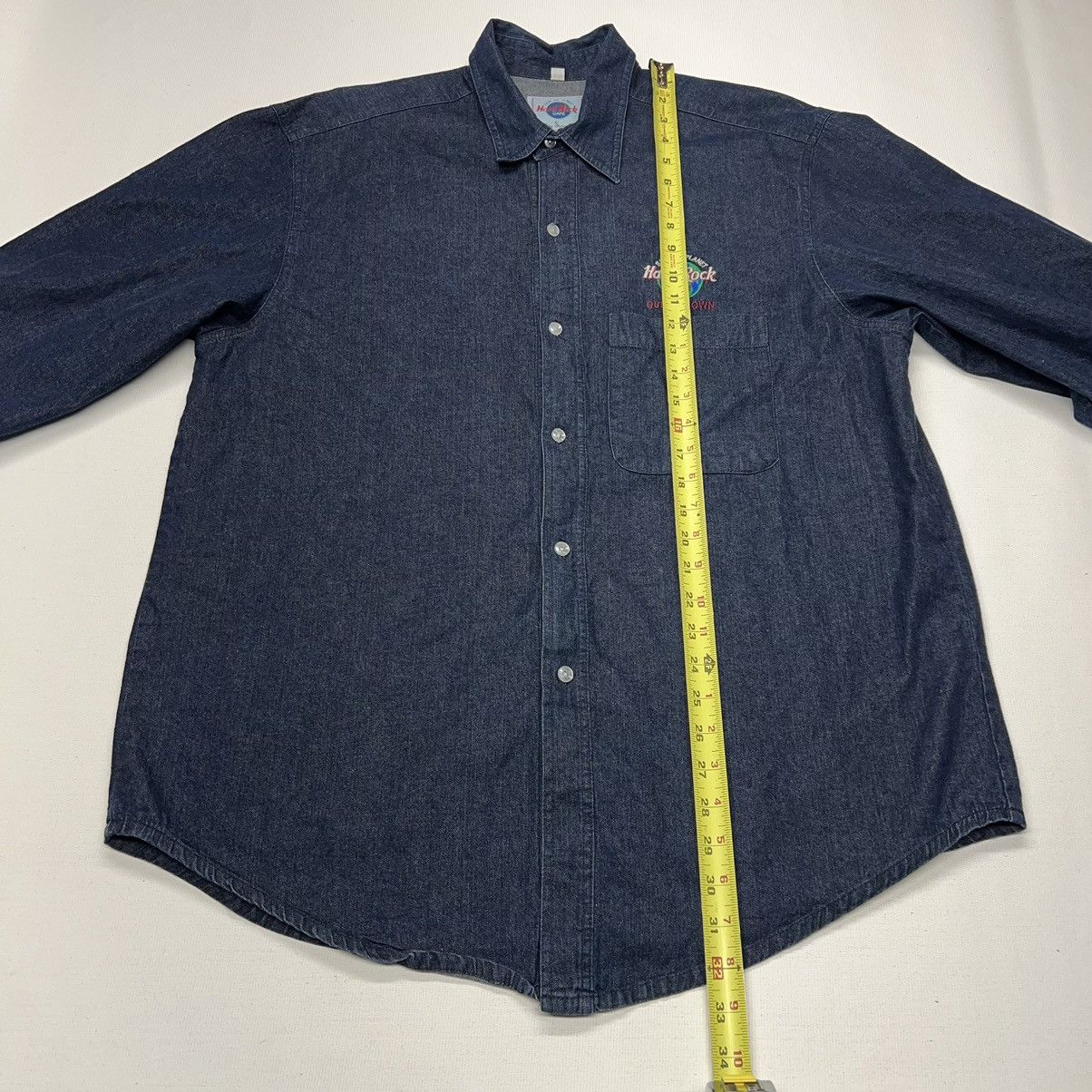 Hard Rock Cafe × Vintage VTG Hard Rock Cafe Denim Shirt Blue Button Queensland Y2K Size US L / EU 52-54 / 3 - 17 Thumbnail