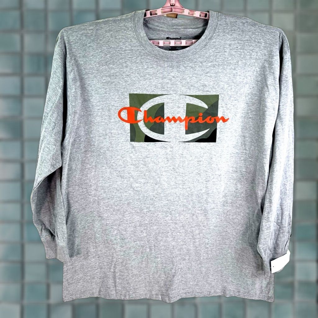 Champion Champion T-Shirt Mens Long Sleeve Graphic Call-Out Camo Print 3XL Gray Shirt Size US XXL / EU 58 / 5 - 1 Thumbnail