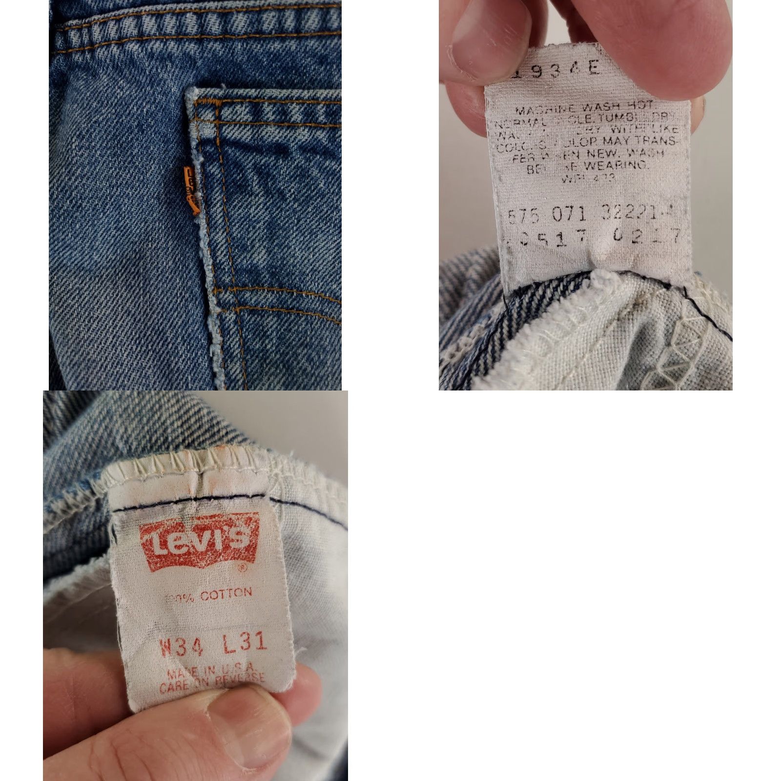 Levi's VINTAGE Levi's 517 VTG 90s Blue Jeans Whiskering Orange Tab Mens 34x31 (33x30 Actual) Bootcut Jeans Mens Blue 517 VTG 90s 34x31 Size US 33 - 10 Thumbnail