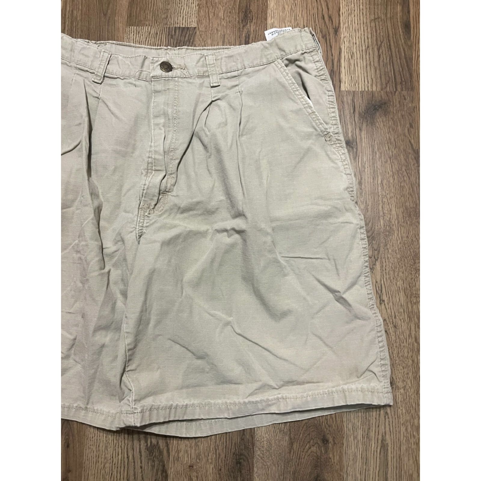 Wrangler Wrangler Shorts Men's 36 Khaki Casual Shorts Flat Front Chino Beige Beige 8 in Inseam Regular Fit Size 36 Summer Fall Spring Vintage: No Mens Size US 36 / EU 52 - 4 Thumbnail