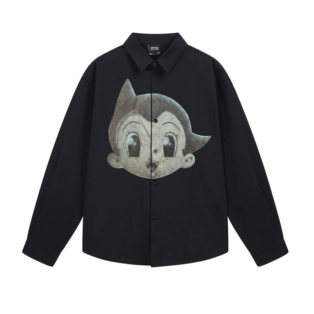 Vintage Men's hip-hop cartoon Astro Boy print long-sleeved shirt Size US M / EU 48-50 / 2 - 1 Thumbnail