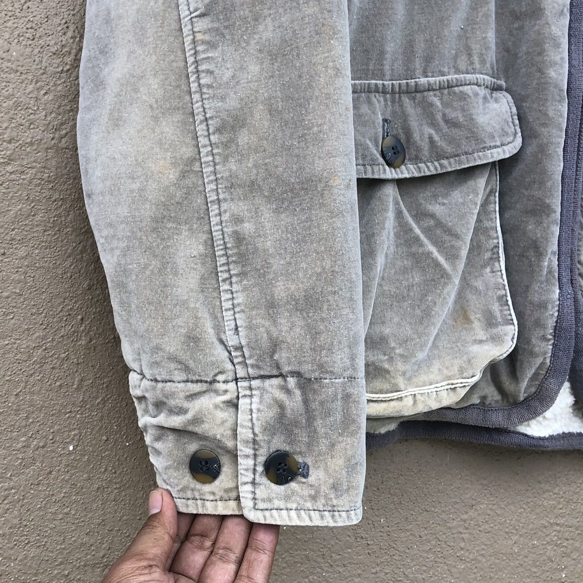 Vintage VTG Faded Multi Cargo Pocket Suede Lined Sherpa SafariJacket Size US L / EU 52-54 / 3 - 7 Thumbnail