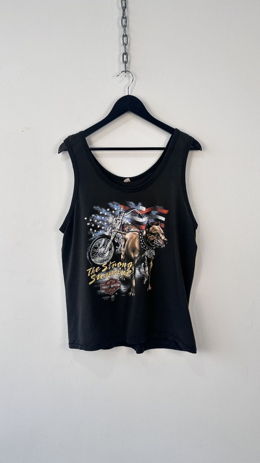 Harley Davidson Vtg 1988 Harley Davidson 3D Emblem Pitbull Tank Top Faded Size US M / EU 48-50 / 2 - 1 Thumbnail