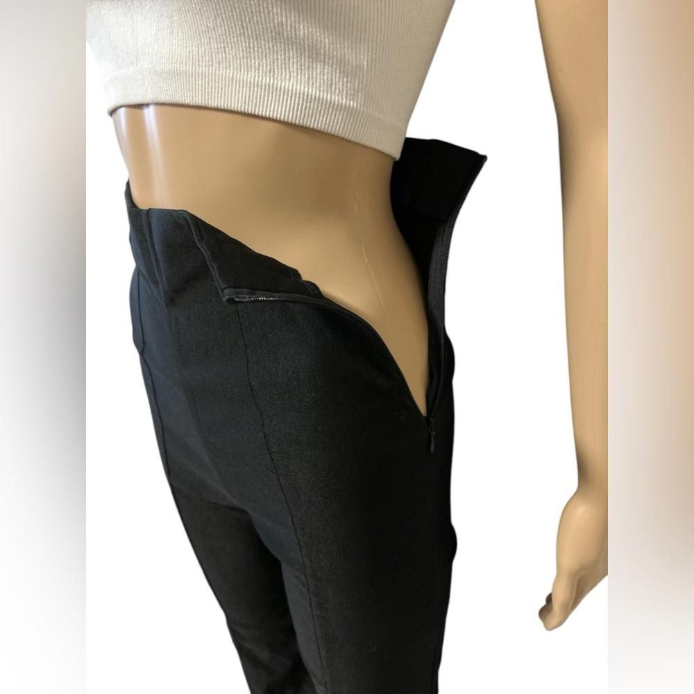 Designer Black High-Waisted Flare Pants with front Slits Size 24" / US 00 / IT 34 - 3 Thumbnail