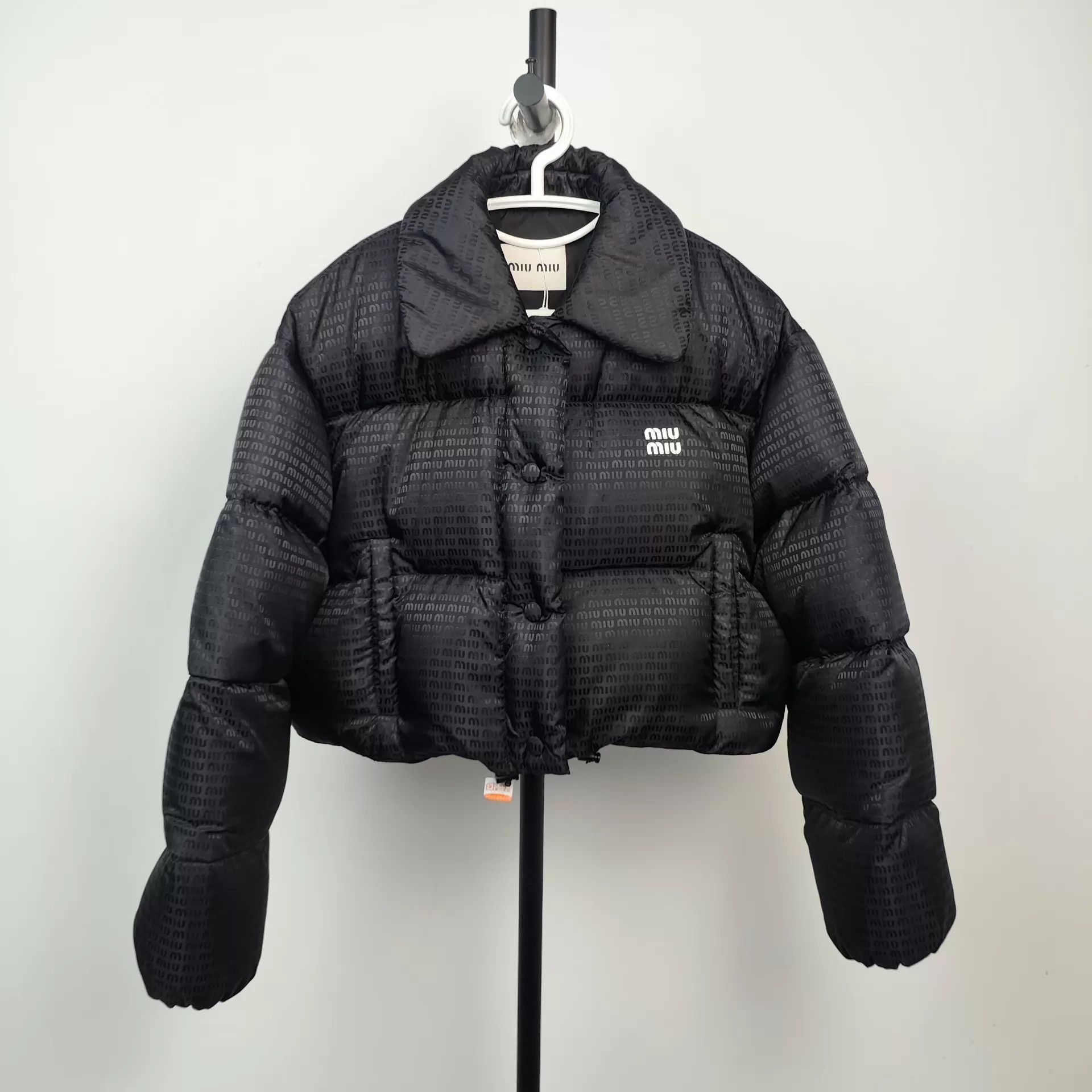 Miu Miu MIU MIU full print wide short puffer jacket women's black Size S / US 4 / IT 40 - 1 Thumbnail