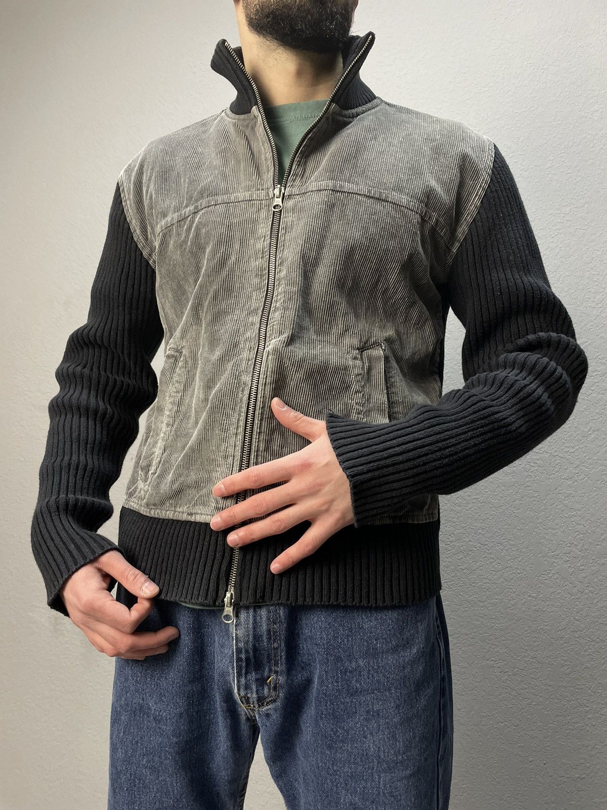 Vintage Diesel Style striped Sweater Faded Efect y2k
