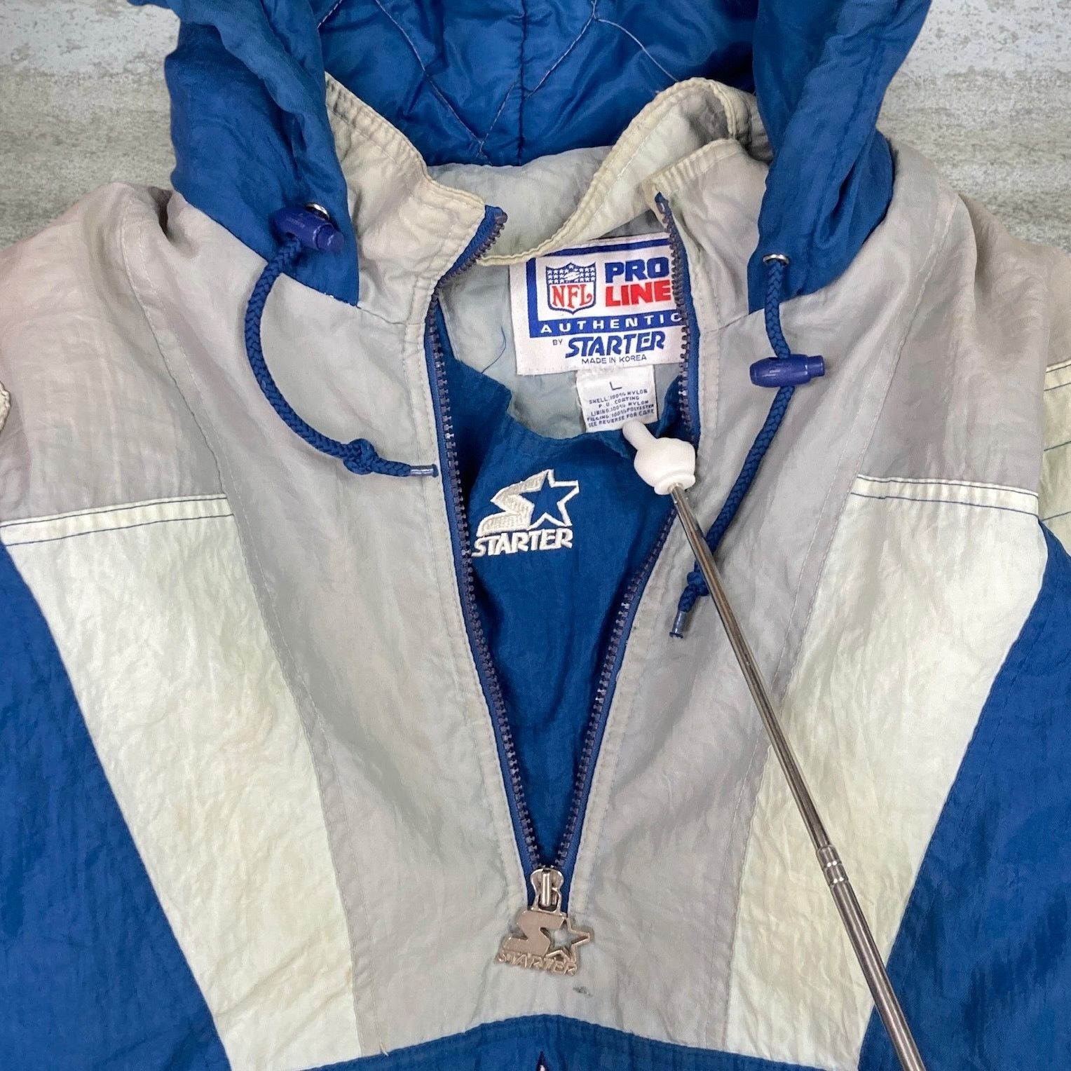 Starter Vintage Y2K Starter Cowboys Puffer Jacket Mens L Blue White Size US L / EU 52-54 / 3 - 4 Thumbnail