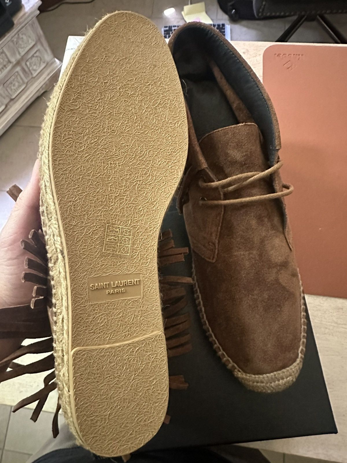 Yves Saint Laurent YSL Saint Laurent Fringe Espadrilles Boots in Tan Suede Size US 9 / EU 42 - 3 Thumbnail