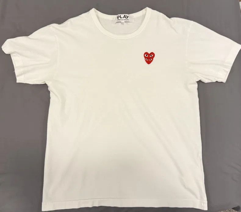 Comme des Garcons PLAY Comme des Garcons Play Double Peeping Hearts White T-Shirt Size US M / EU 48-50 / 2 - 1 Thumbnail