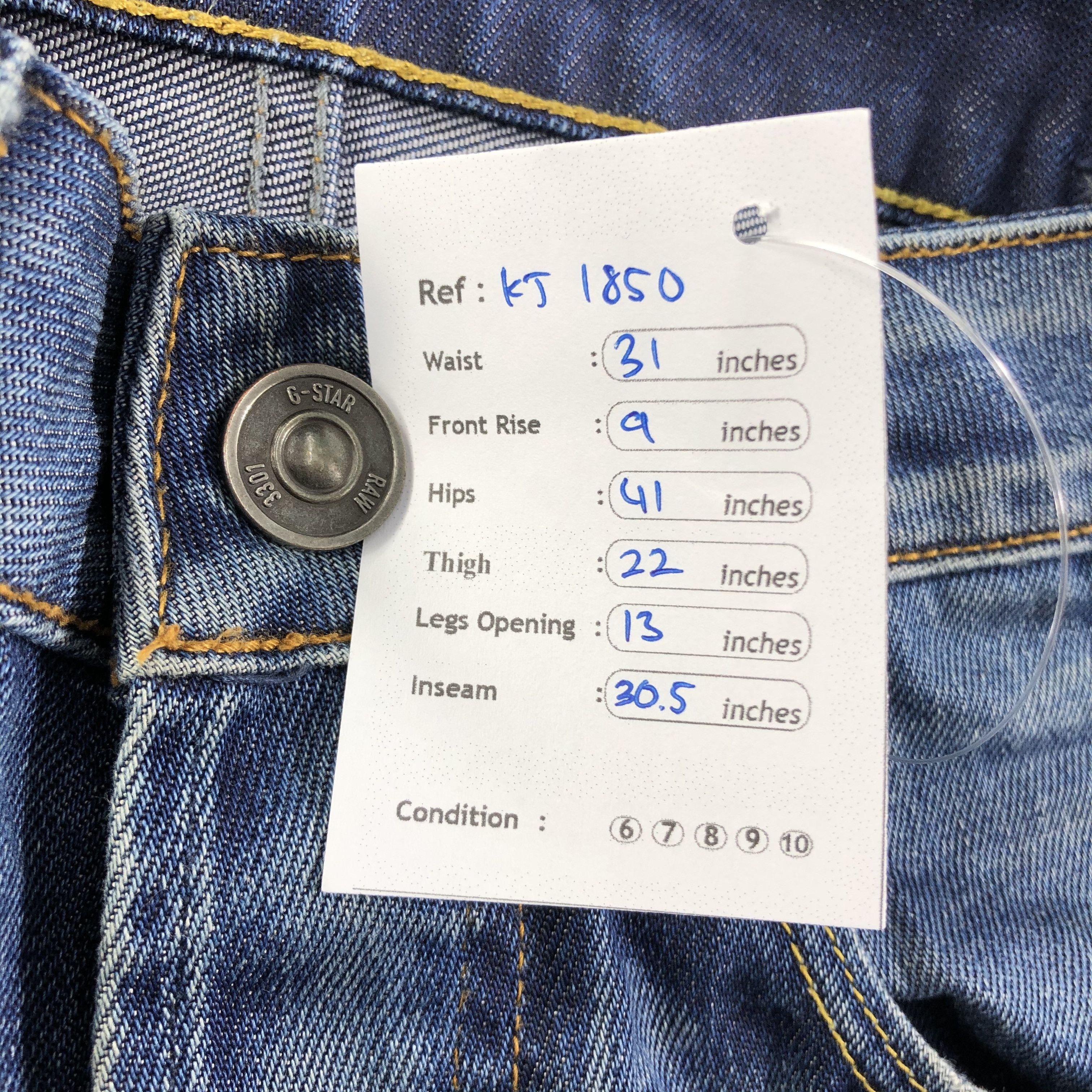 G-Star G Star Raw Jeans Faded Blue Denim KJ1850 Size US 29 - 13 Thumbnail