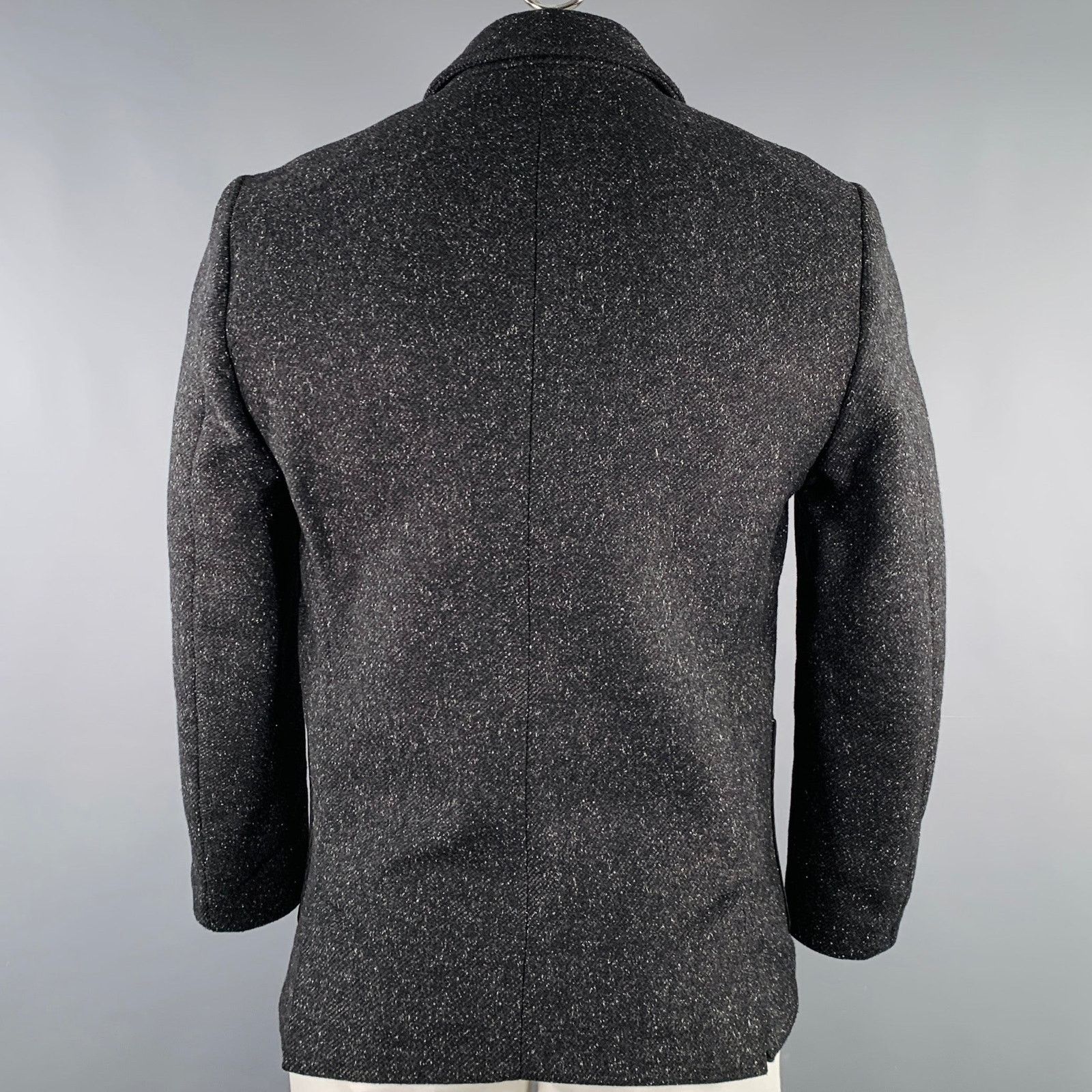 EDUN EDUN Size 42 Black White Twill Wool Blend Notch Lapel Coat Size US L / EU 52-54 / 3 - 3 Thumbnail