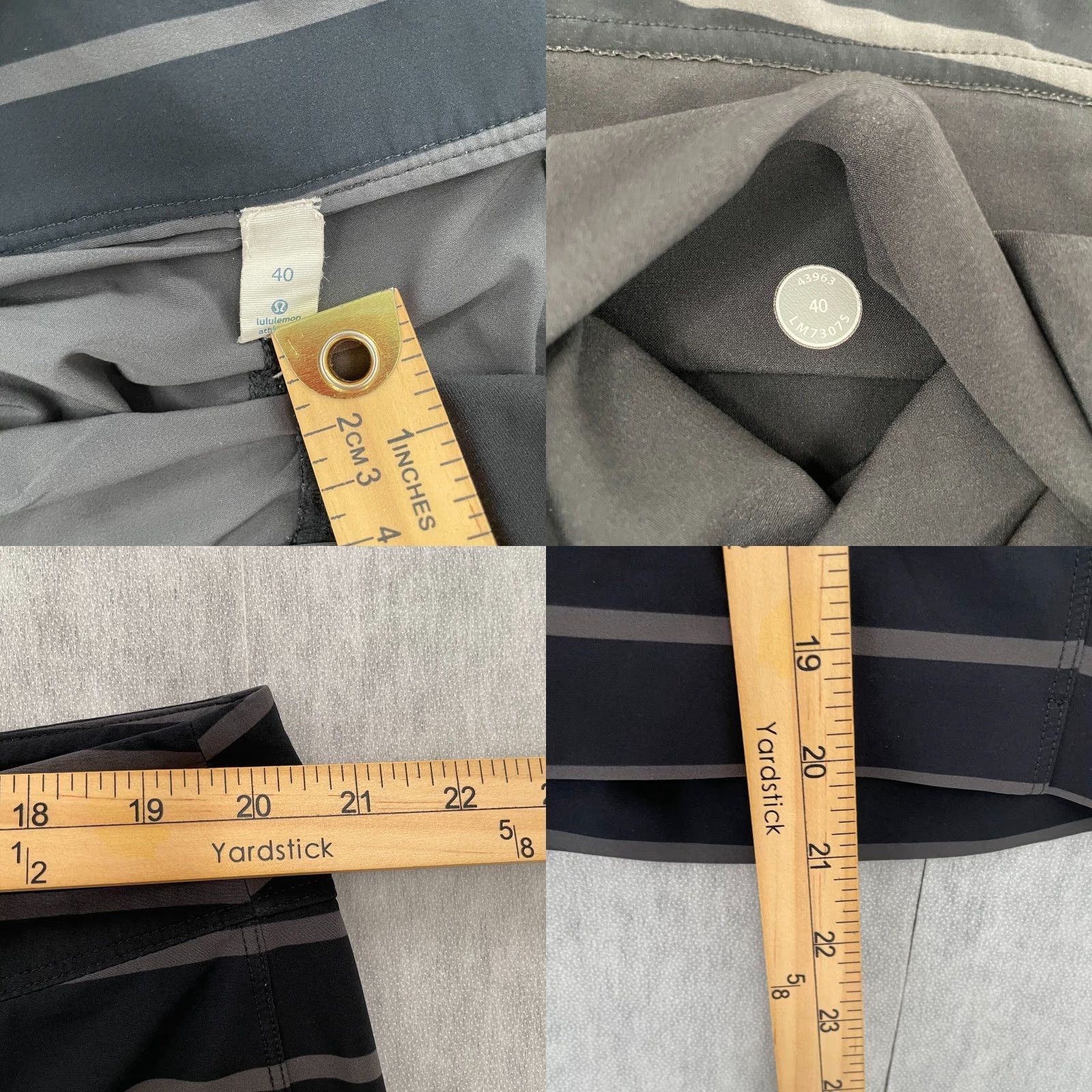 Lululemon Lululemon Shorts Adult 40 Black Gray Striped Pocket Mens Athletic Activewear Shorts Size US 40 / EU 56 - 8 Thumbnail