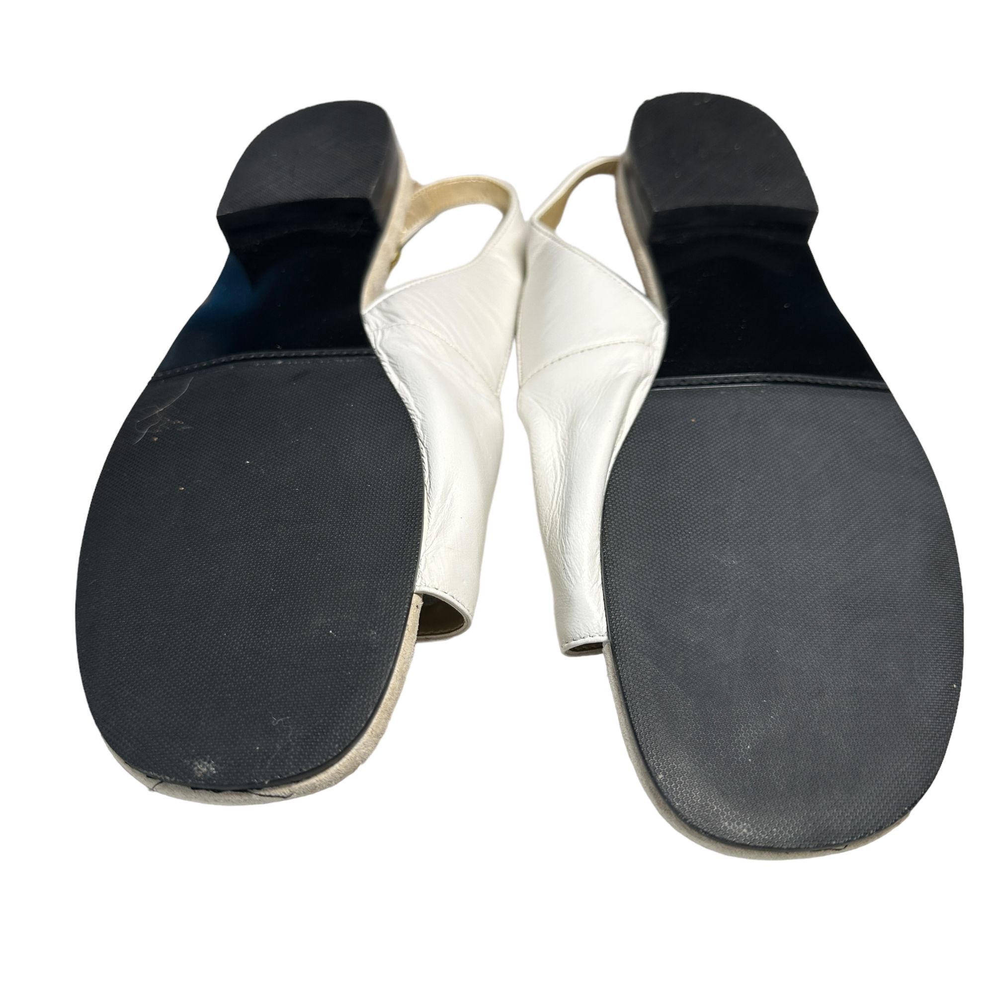 Designer David Tate Soho White Leather Slingback Open Toe Shoes Size US 10 / IT 40 - 5 Thumbnail