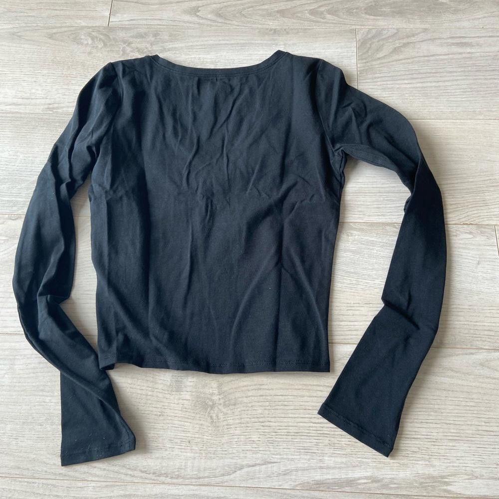 Designer Hollister Black V Neck Long Sleeve Shirt Size S / US 4 / IT 40 - 3 Thumbnail