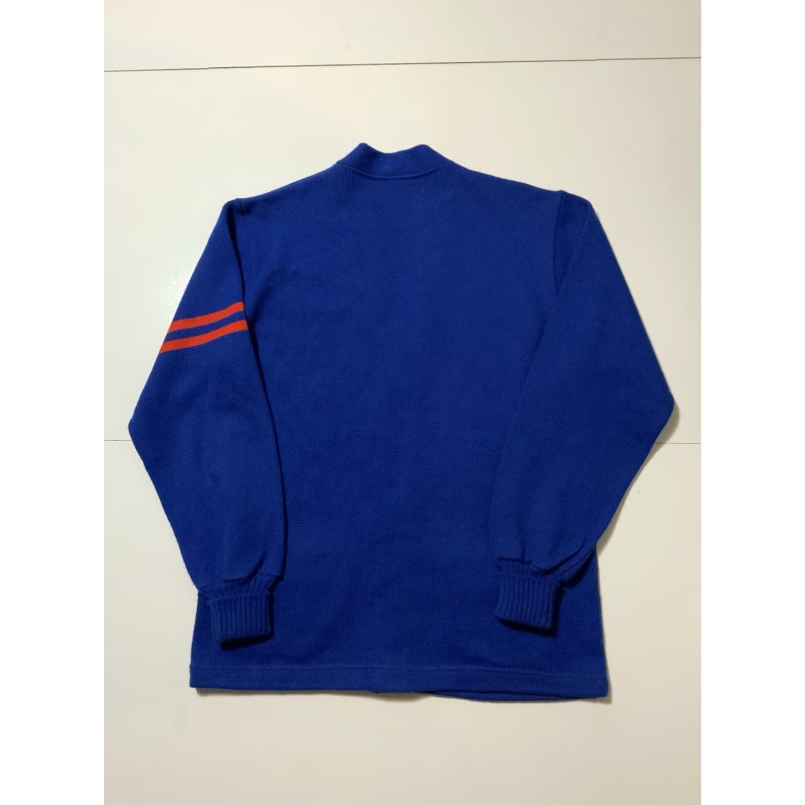 Vintage VINTAGE Hatchers MFG Blue Red Stripe Varsity Cardigan Sweater Sz.44 Knit 60s 70s Mens Womens? Size US XXL / EU 58 / 5 - 2 Thumbnail