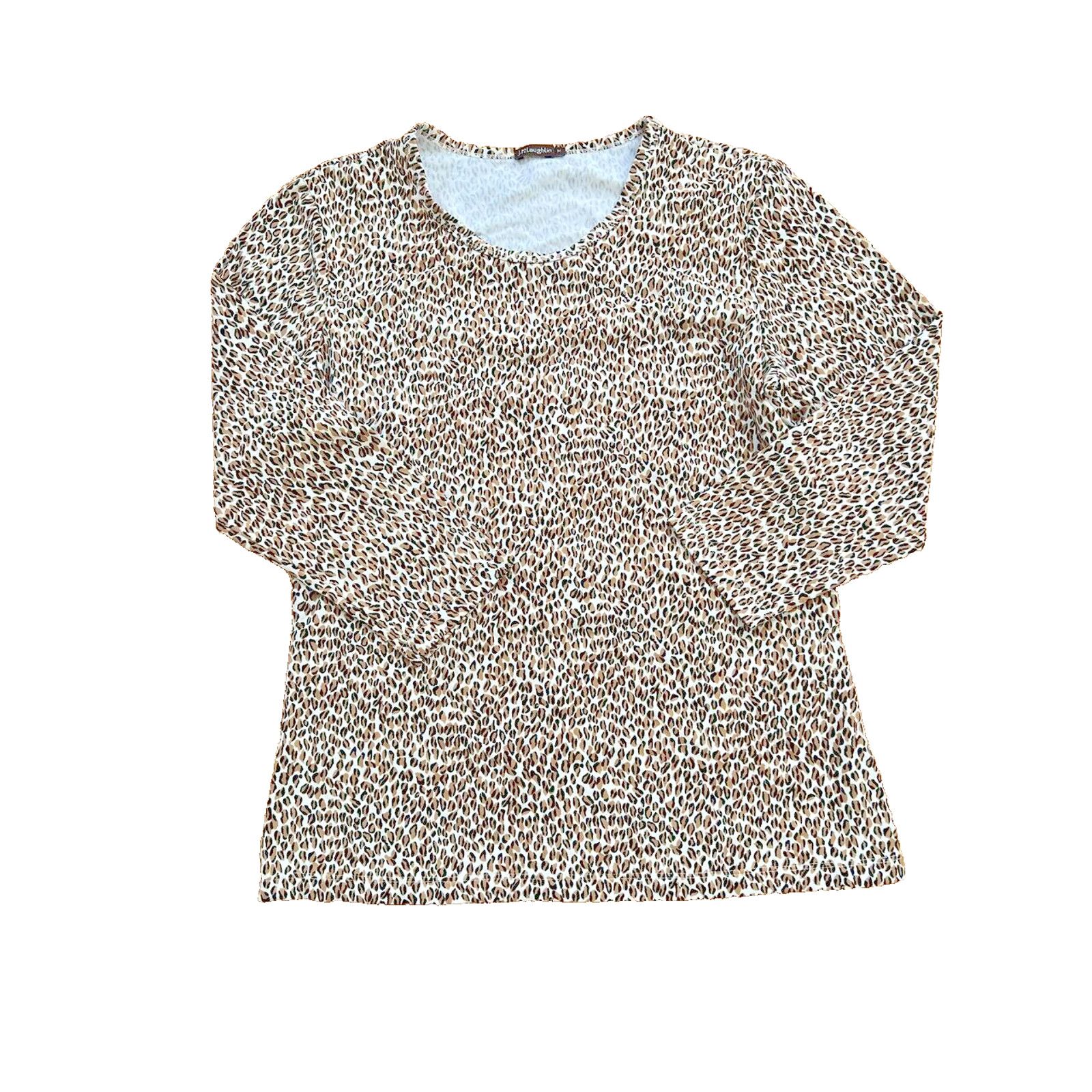 J.McLaughlin J.Mclaughlin Cheetah Print Crew Neck Top Tan Brown M A000880 Size M / US 6-8 / IT 42-44 - 2 Thumbnail