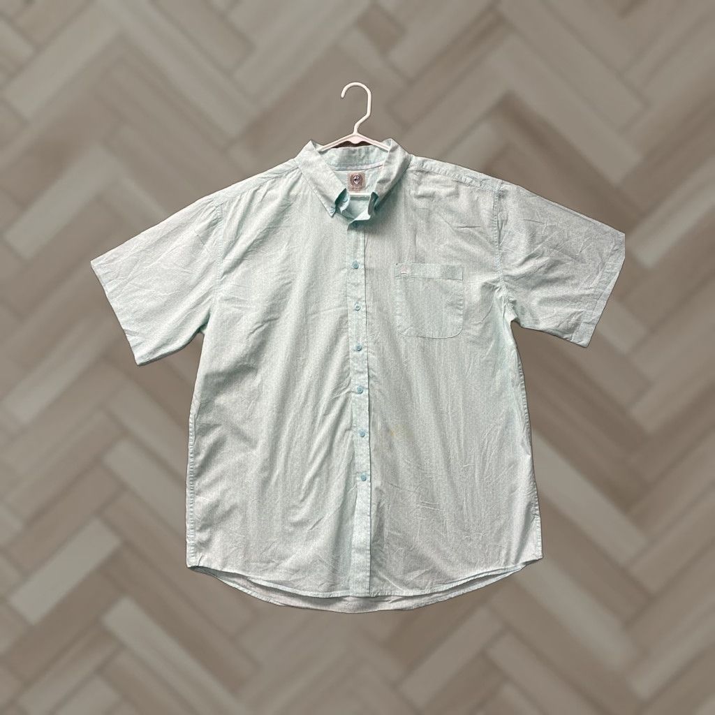 Vintage VINTAGE Cinch Men's Button-Up Shirt XXL Turquoise Cotton Diamond Print Long Sleeve Casual Business Party Size US XXL / EU 58 / 5 - 1 Thumbnail