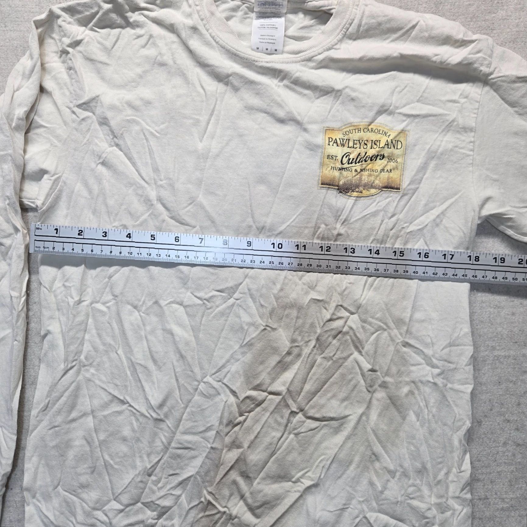 Vintage Pawleys Island South Carolina SC T-Shirt Long Sleeve Adult Men's Size M Medium White Cotton Graphic Tee Size US M / EU 48-50 / 2 - 5 Thumbnail
