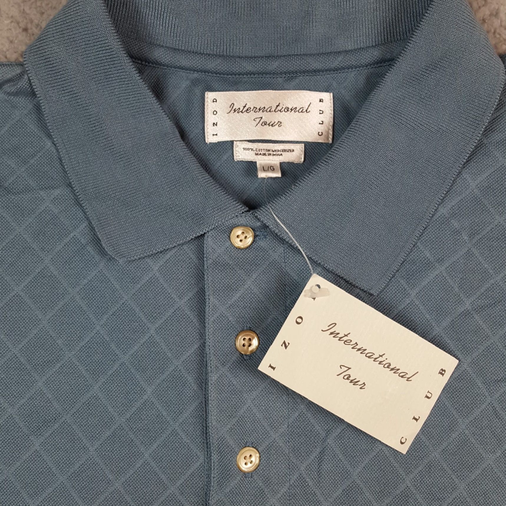 Izod VINTAGE IZOD Polo Shirt Men’s Golf Collared Button-Front Short Sleeve Blue Argyle Diamond Size L / 90s Preppy Grunge Surf Beach Classic Style Size US L / EU 52-54 / 3 - 4 Thumbnail
