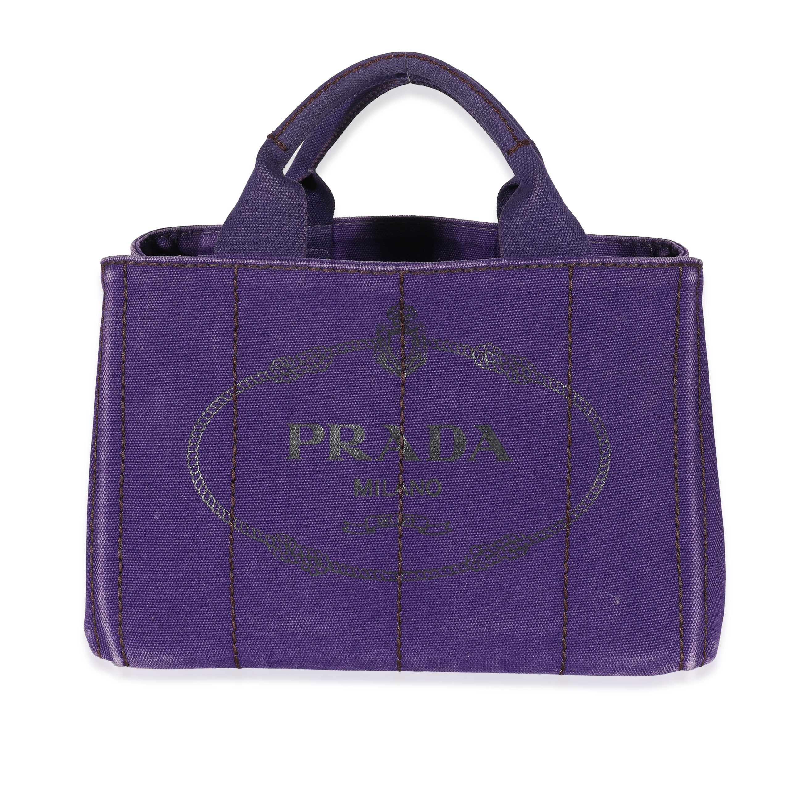 Prada Purple Canvas Small Canapa Tote