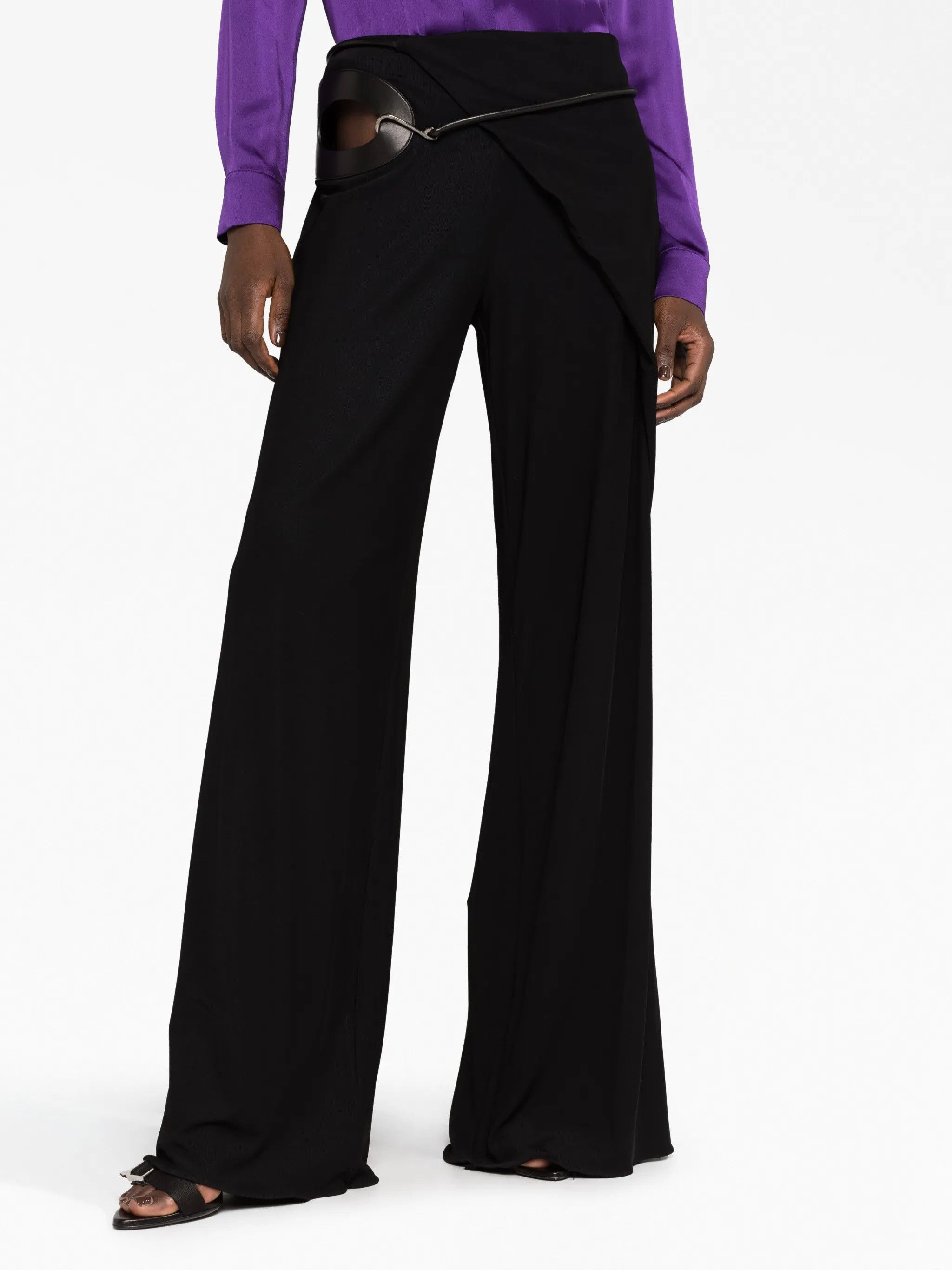 Tom Ford o1w1db10225 PAJ147 Cut-out Wide-leg Silk Pant in Black Size 27" / US 4 / IT 40 - 5 Thumbnail