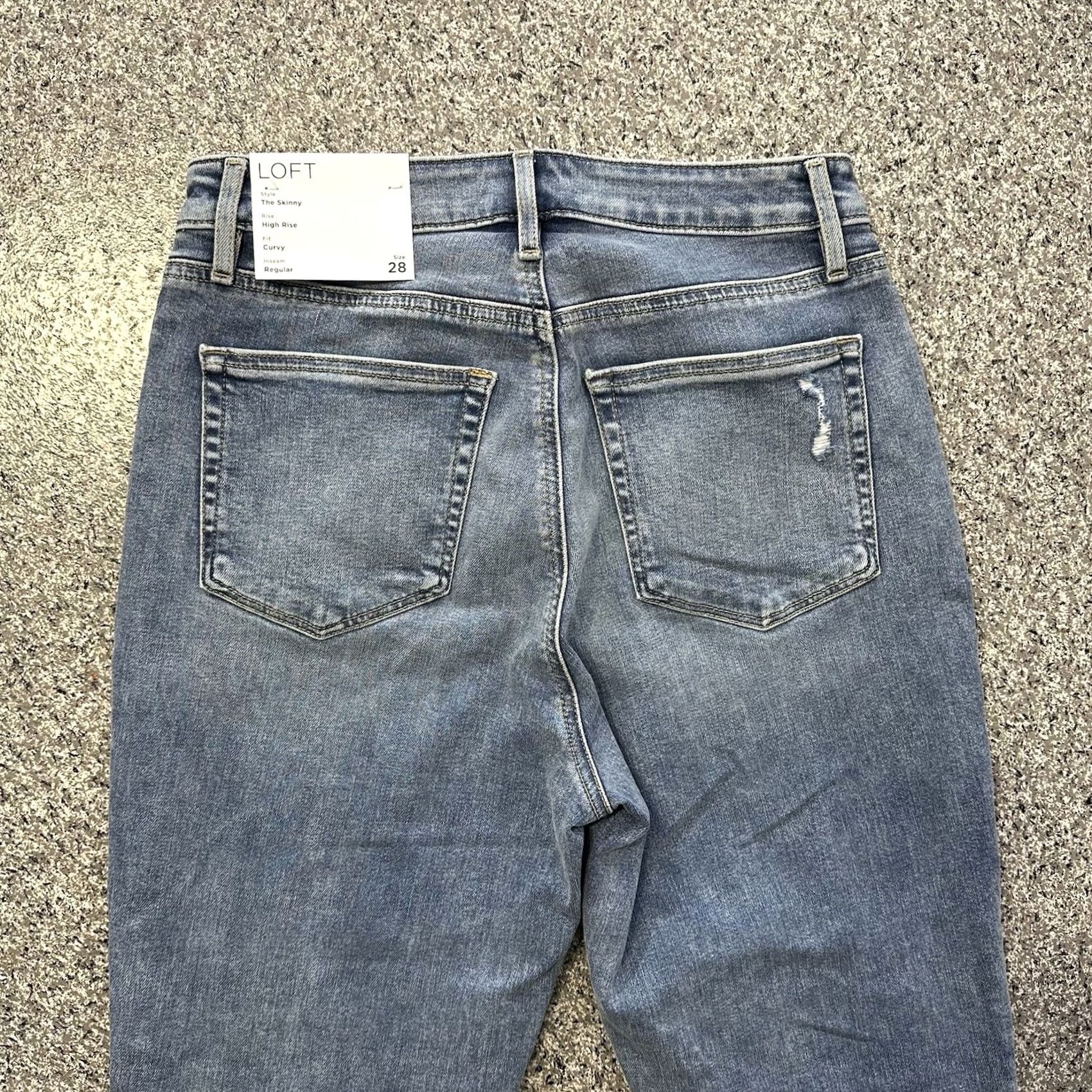 Loft VINTAGE LOFT Jeans Womens 6 28x27 Skinny High Rise Curvy Fit Stretch Raw Hem Blue Cotton Spandex Denim 5-Pocket Womens Jeans Size 28" / US 6 / IT 42 - 5 Thumbnail
