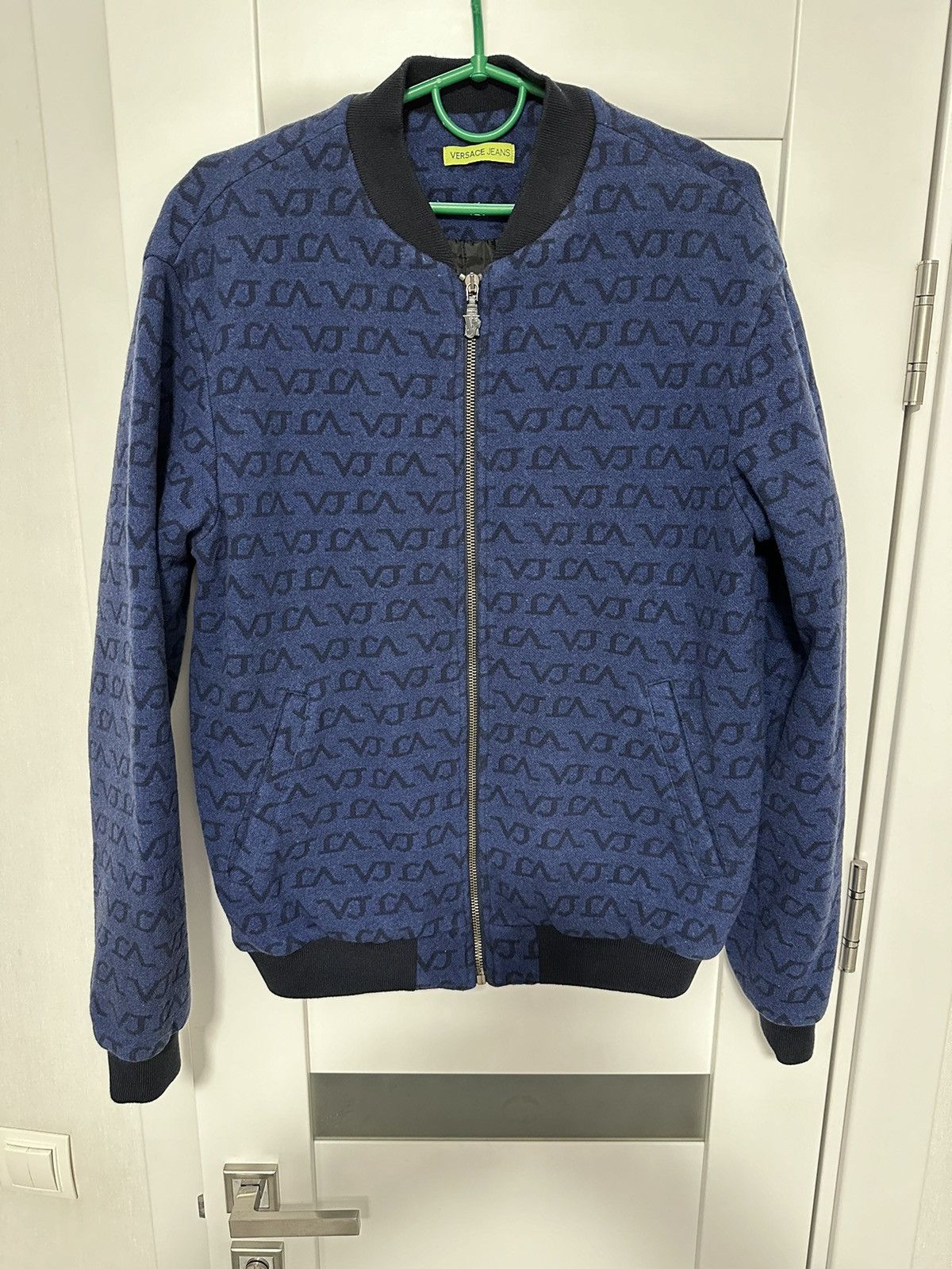 Versace Versace Bomber Jacket Wool Monogram Lampo Size US L / EU 52-54 / 3 - 1 Thumbnail