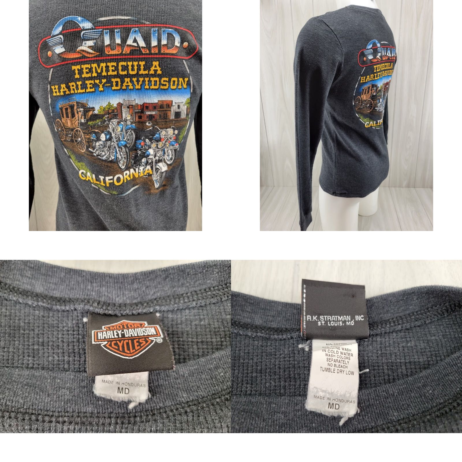 Harley Davidson Harley-Davidson T-Shirt Men Long Sleeve Pullover California Thermal Gray M Regular Camo Logo Graphic Size US M / EU 48-50 / 2 - 8 Thumbnail