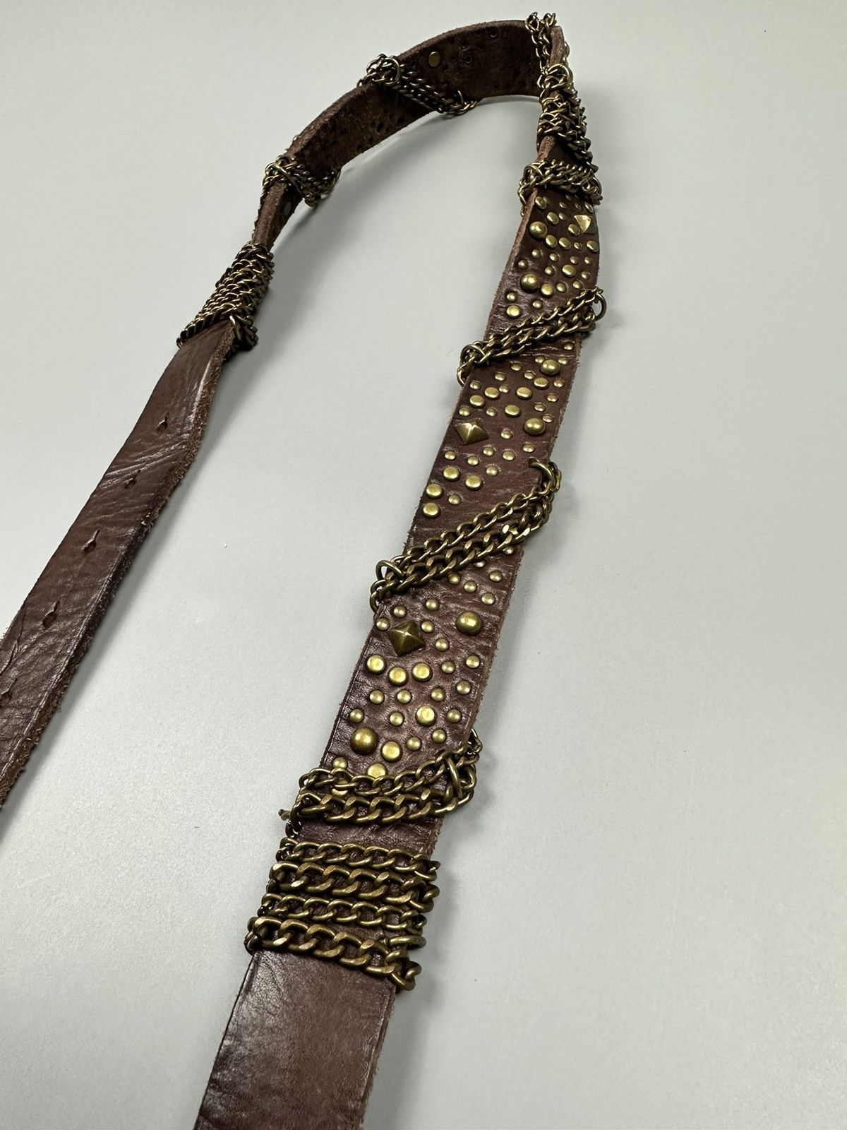 Japanese Brand Rare Gothic Celtic Flower Buckle Studded Leather Belt Size 34 - 7 Thumbnail
