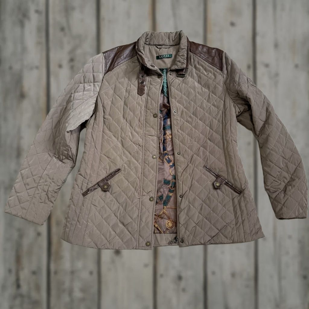 Ralph Lauren Ralph Lauren Diamond Quilted Jacket Faux Leather Trim Brown Size Women’s L Jacket Women Brown Quilted MDL Fashion Size L / US 10 / IT 46 - 1 Thumbnail