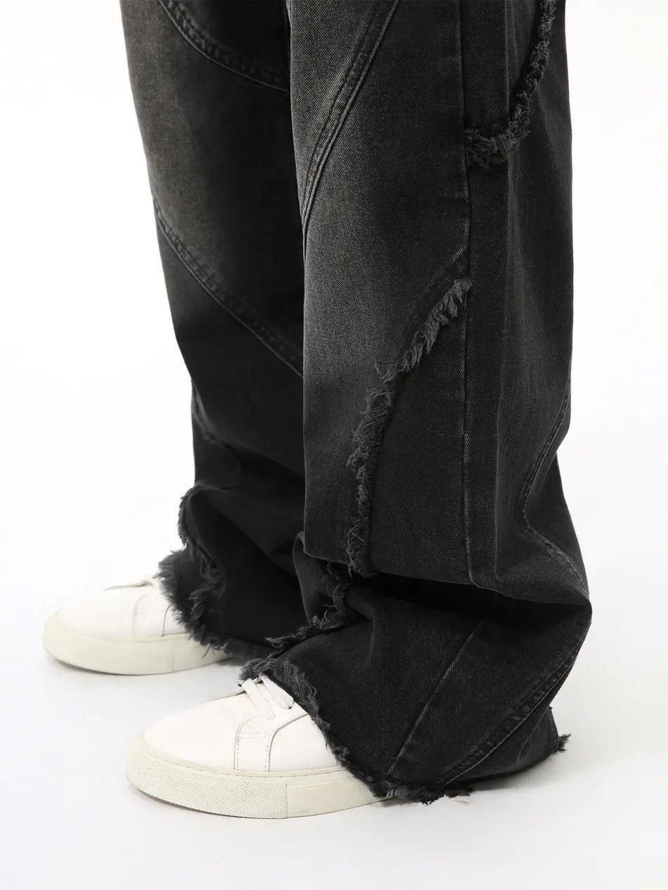 Japanese Brand Retro loose straight leg fringed jeans Size US 32 / EU 48 - 4 Thumbnail