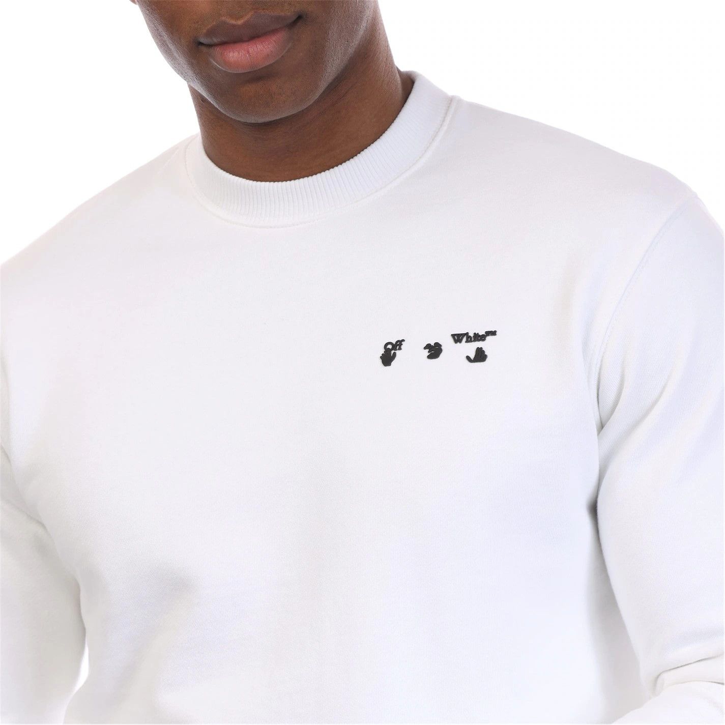Off-White o1g2r1mq0226 Logo Slim Crewneck Sweatshirt In White Size US XXS / EU 40 - 4 Thumbnail