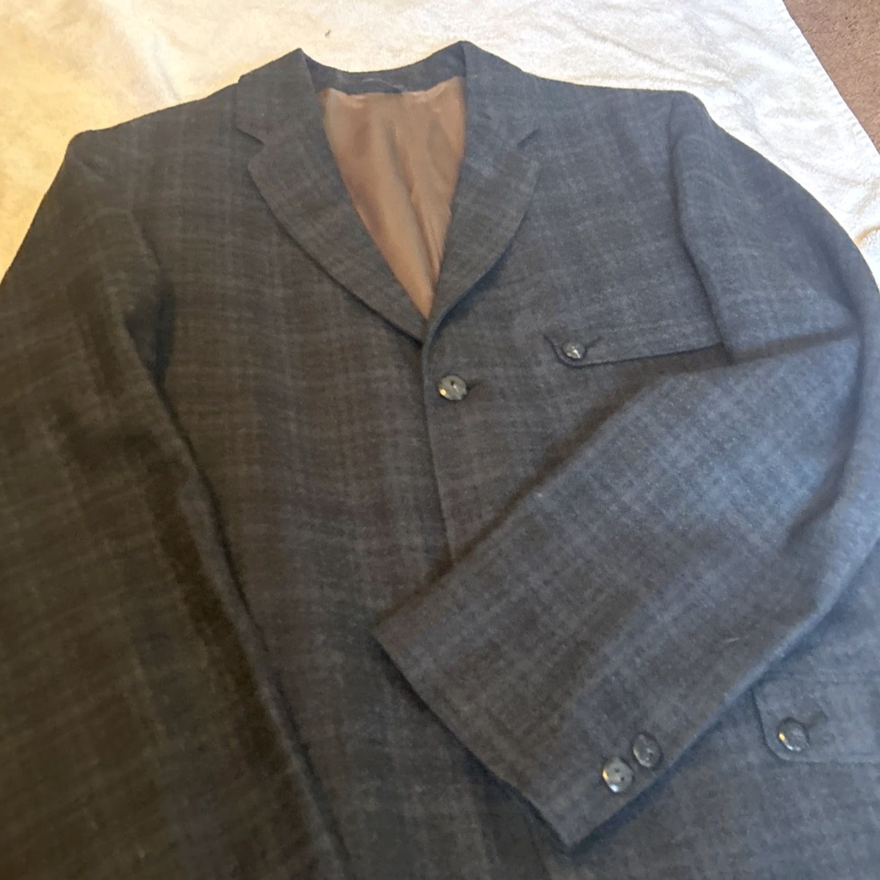 Vintage VINTAGE Sears Roebuck Oxford Blazer Men's Small Blue Wool Plaid Academia 38r USA Mens Size 38R - 4 Thumbnail