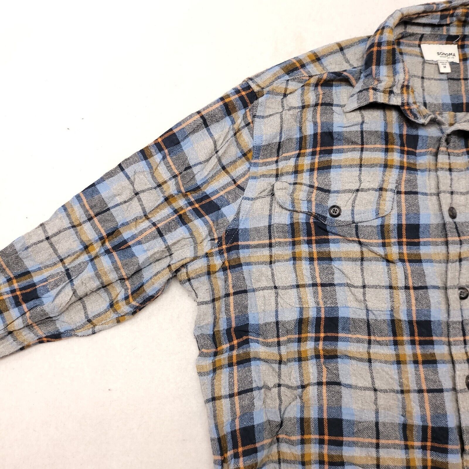 Sonoma Sonoma Madras Flannel Casual Shirt Mens Size Medium M Gray Size US M / EU 48-50 / 2 - 4 Thumbnail