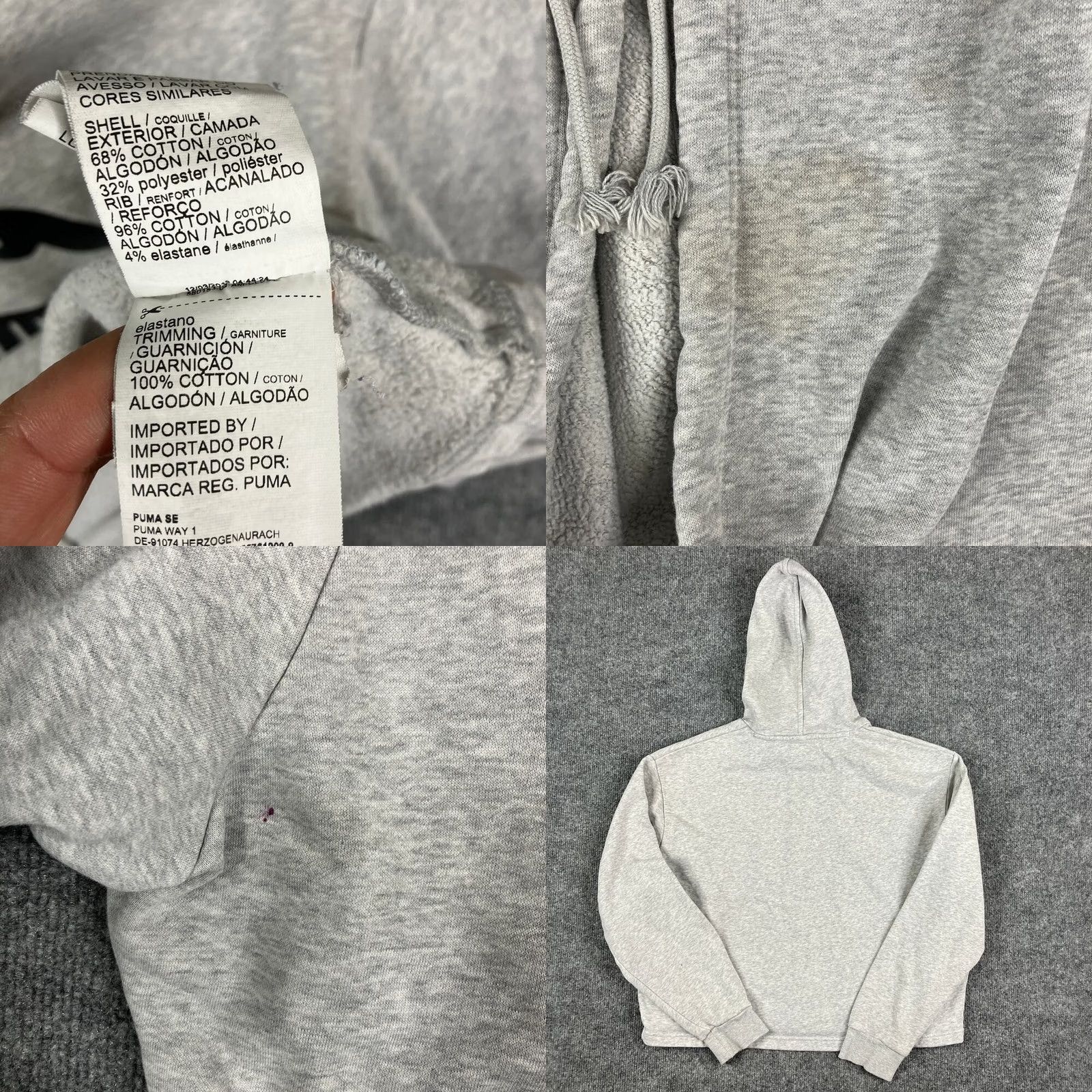 Puma Puma Hoodie Pullover Womens XL Gray Cropped Fleece Sweatshirt Athleisure Size XL / US 12-14 / IT 48-50 - 8 Thumbnail