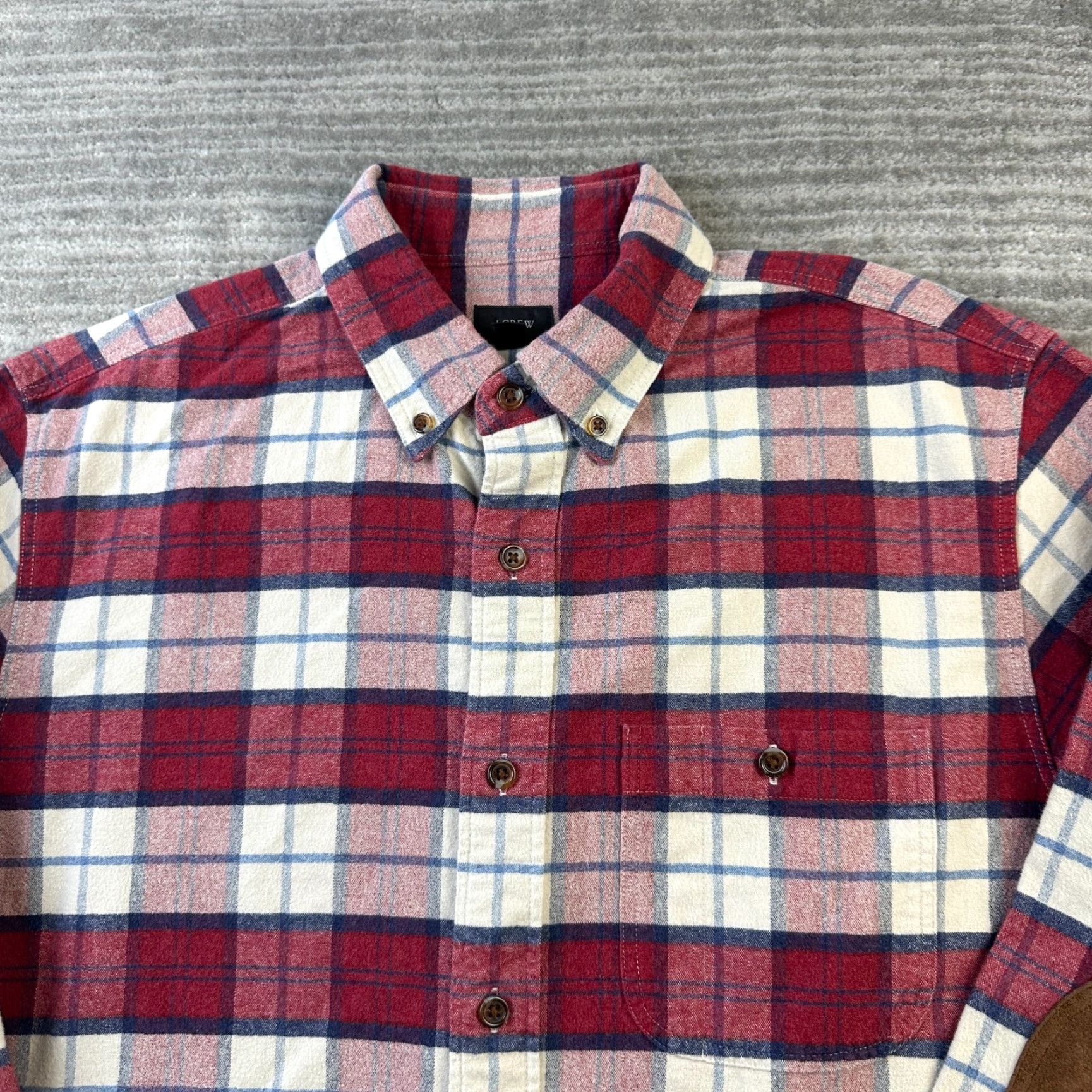 J.Crew J. Crew Shirt Mens M Red Button-Up Plaid Flannel Collar Shirt Casual Outdoor Vintage No Size US M / EU 48-50 / 2 - 3 Thumbnail