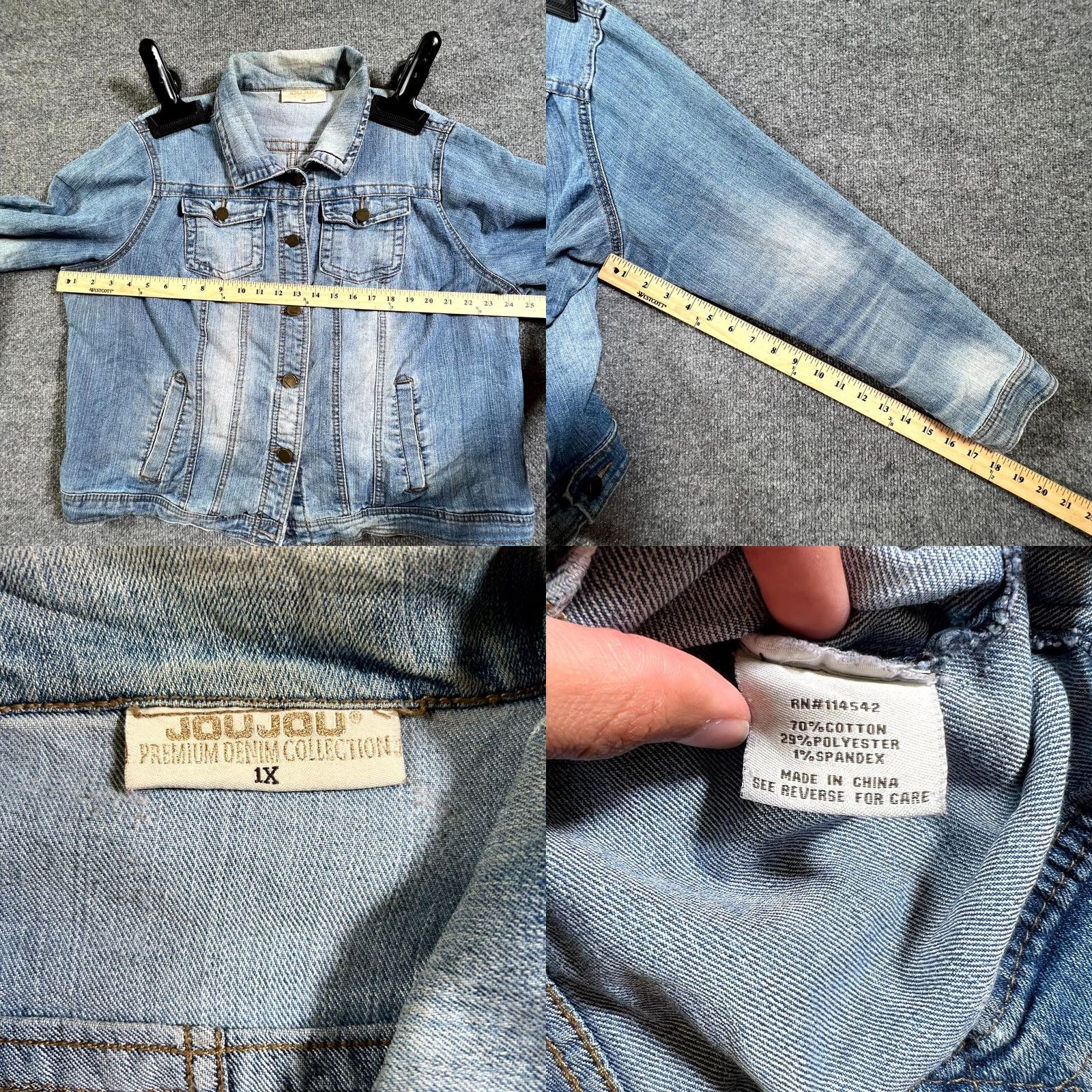 Vintage JouJou Jacket Womens 1X Blue Denim Button Front Trucker VTG Style Casual Leather? Size XL / US 12-14 / IT 48-50 - 9 Thumbnail