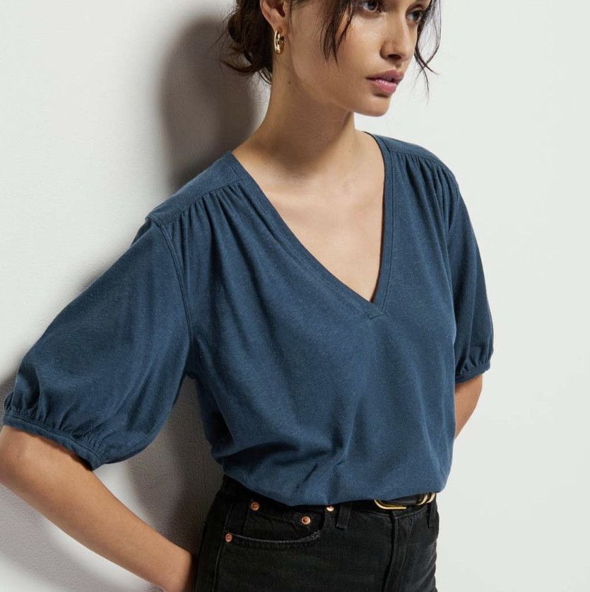 Nation LTD Nation LTD Eddie Shirred Shoulder Top Midnight Navy ( S ) Size S / US 4 / IT 40 - 1 Thumbnail