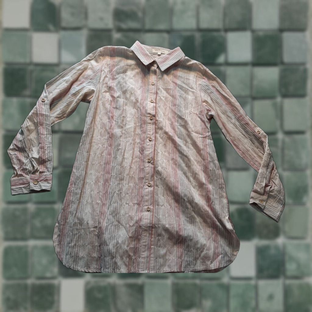 Pinko Solitaire Top Small S Long Sleeve Button-Up Pink Striped Womens Size S / US 4 / IT 40 - 1 Thumbnail