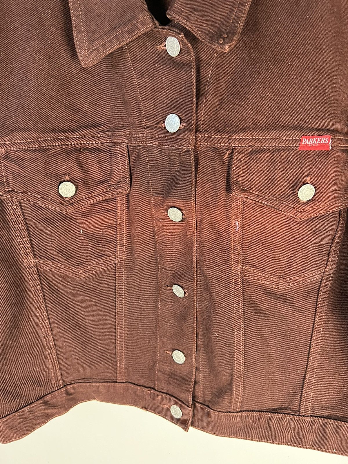 Parker Vintage Parkers Sunfaded Cropped Denim Jacket Size XXL / US 16-18 / IT 52-54 - 3 Thumbnail