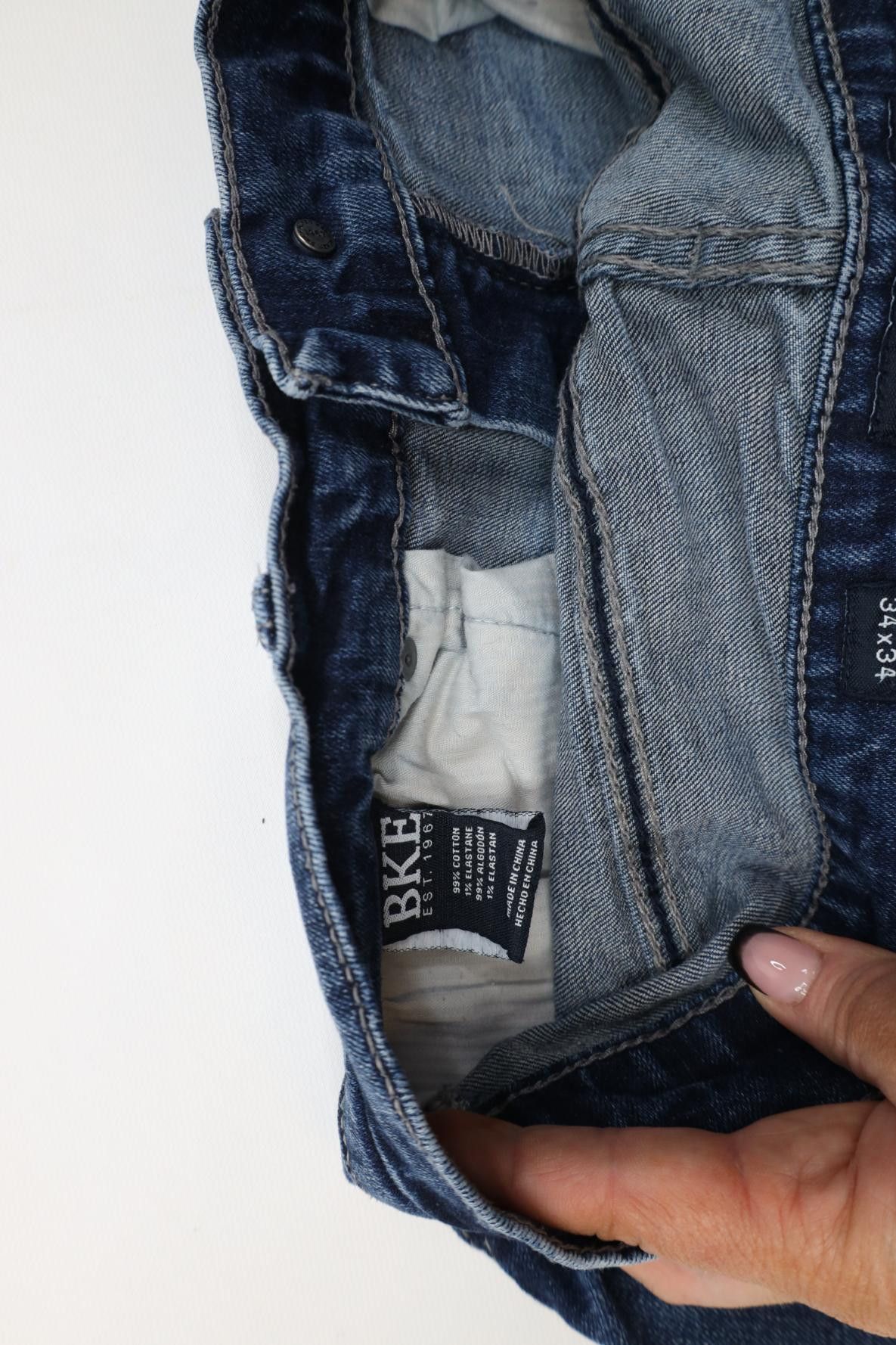 Vintage Buckle BKE Stretch Thick Stitch Straight Leg Denim Jeans Size US 34 / EU 50 - 9 Thumbnail